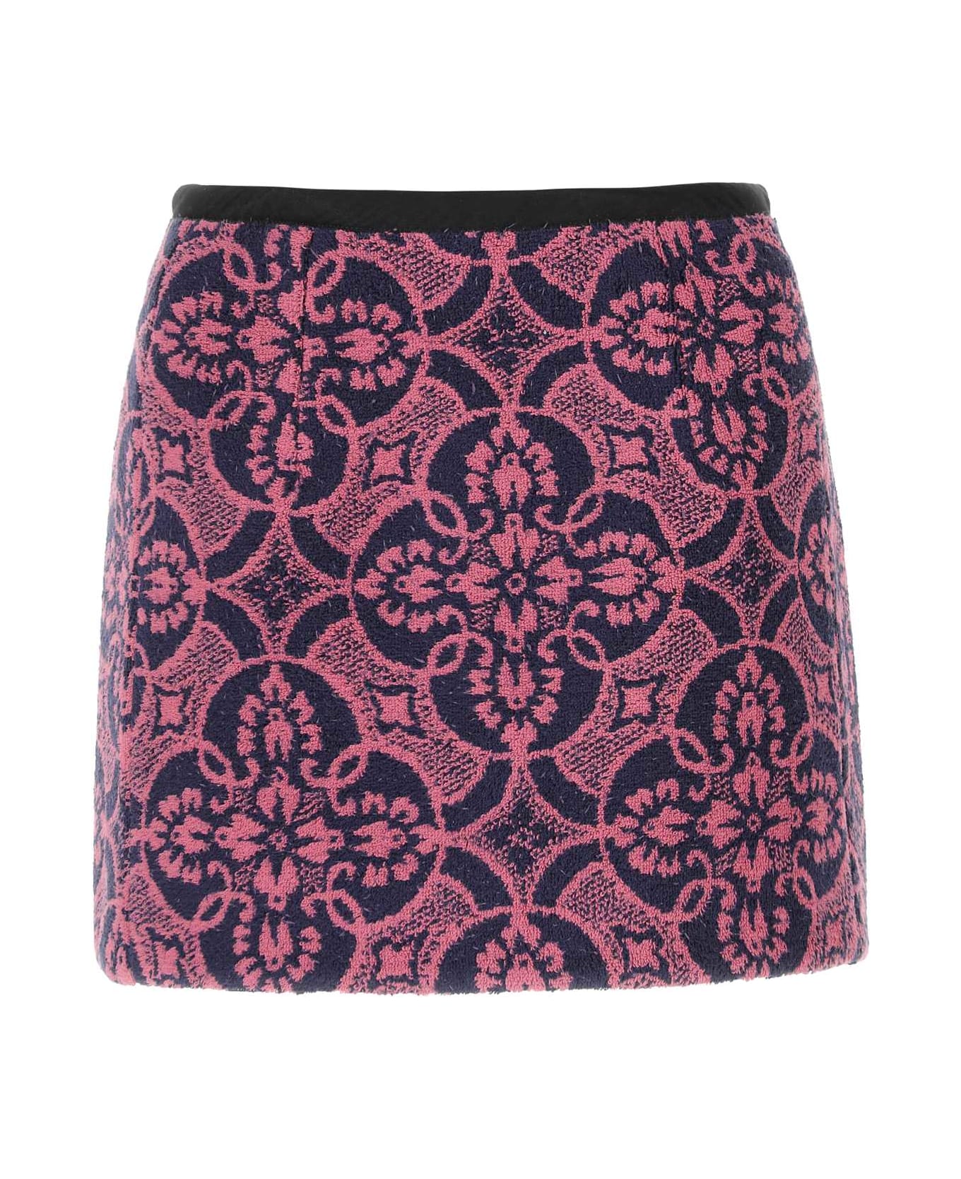 Marine Serre Embroidered Cotton And Polyester Mini Skirt - Multicolor スカート