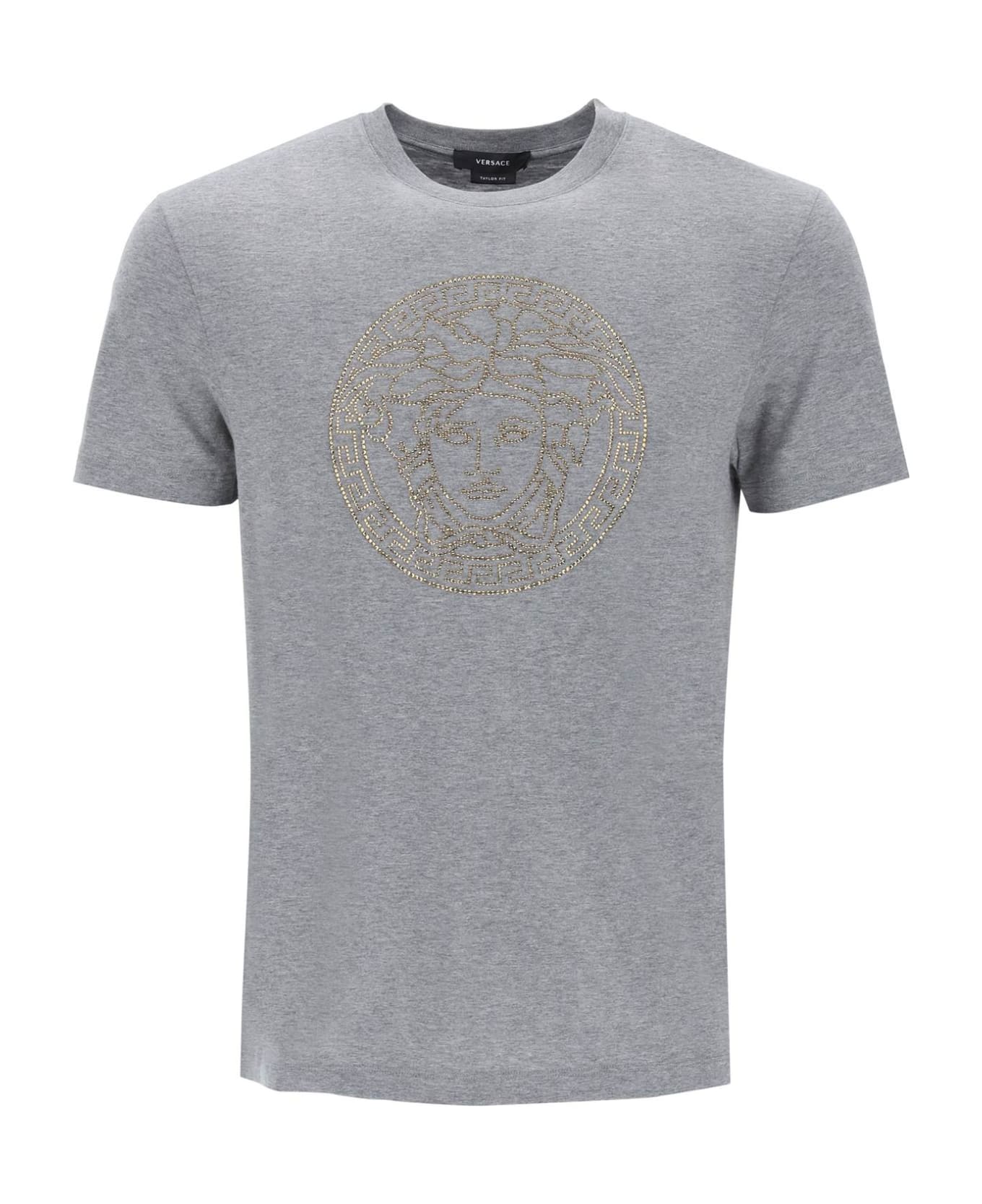 Versace Rhinestones Medusa T-shirt - MEDIUM GREY (Grey)