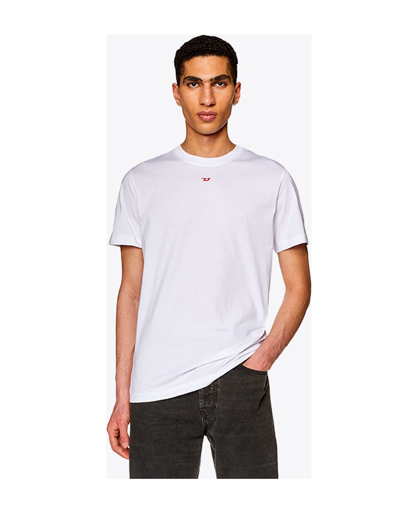 Diesel T-diegor-d White t-shirt with logo patch - T Diegor D - Bianco