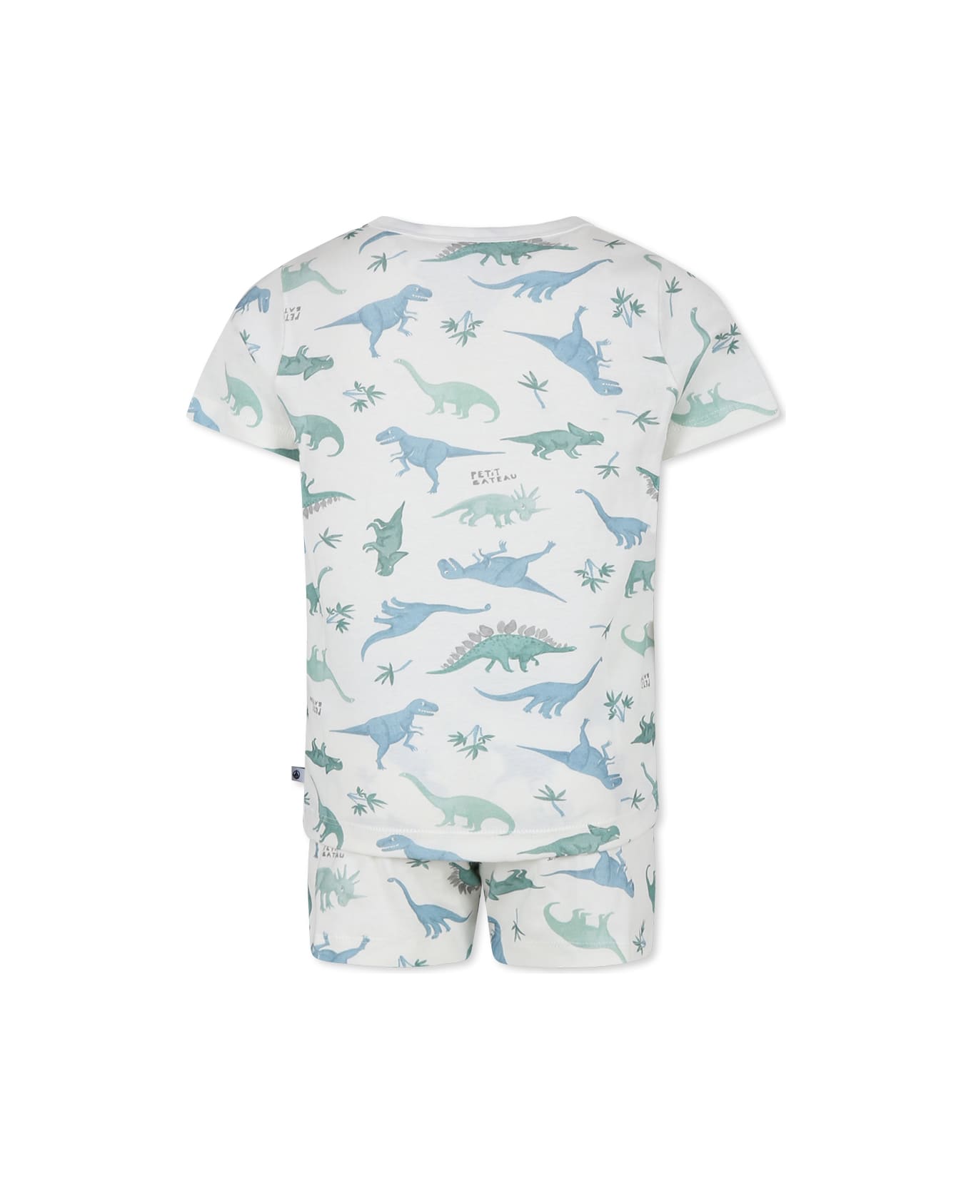 Petit Bateau White Pajamas For Boy With Dinosaur - White