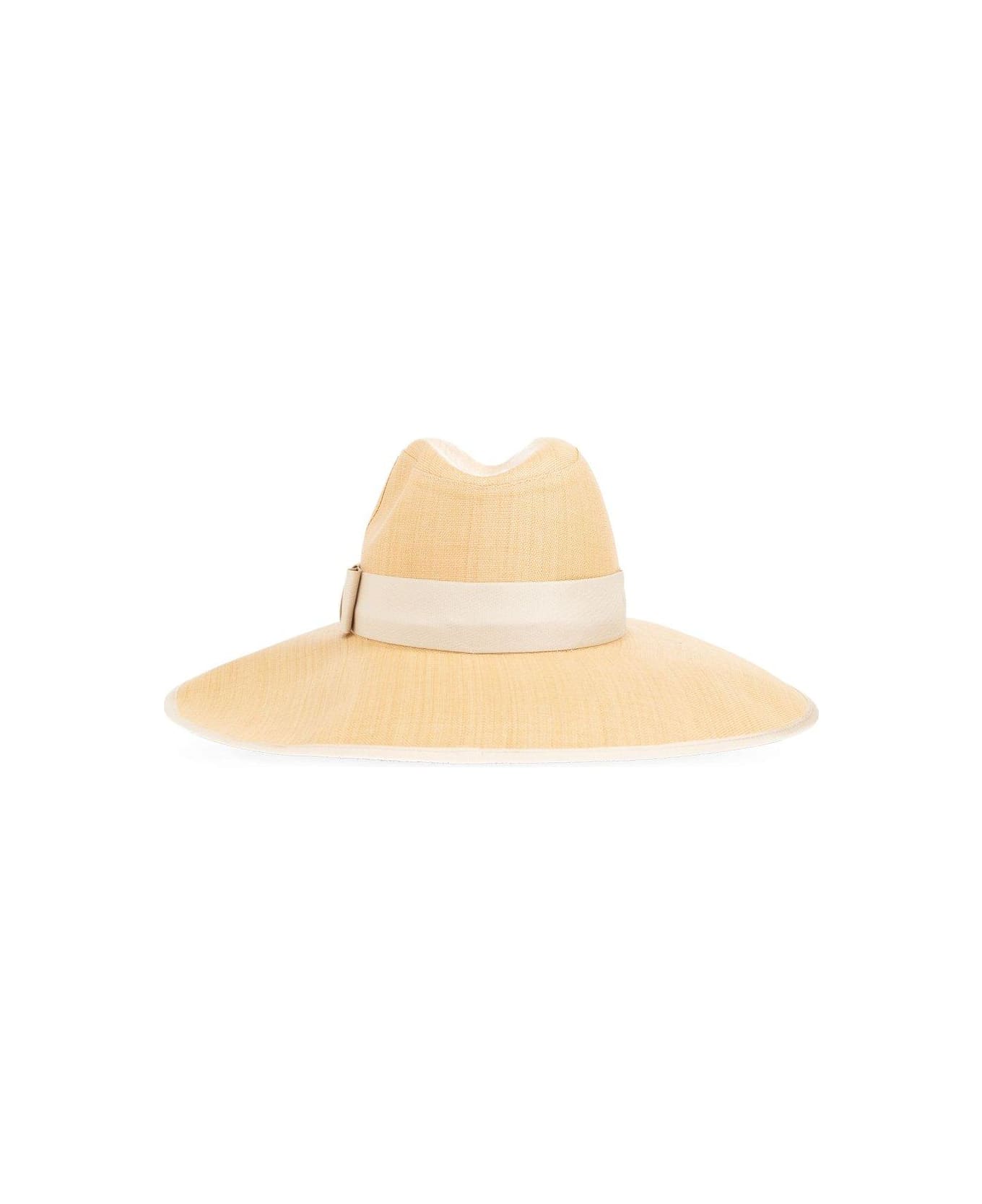Alexander McQueen Bow-detailed Wide Brim Trilby - NEUTRALS