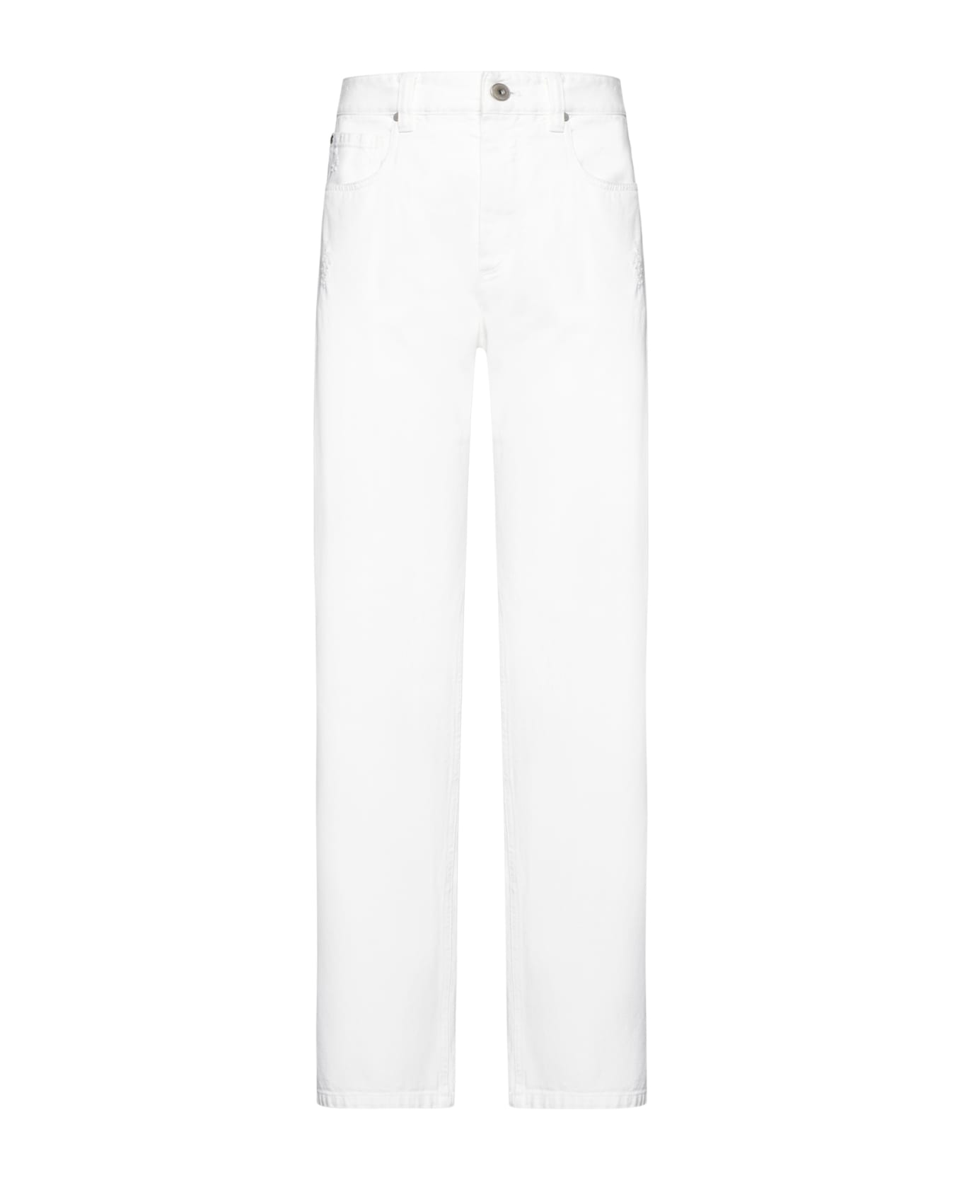 Brunello Cucinelli Mid-rise Wide-leg Denim Jeans - Bianco