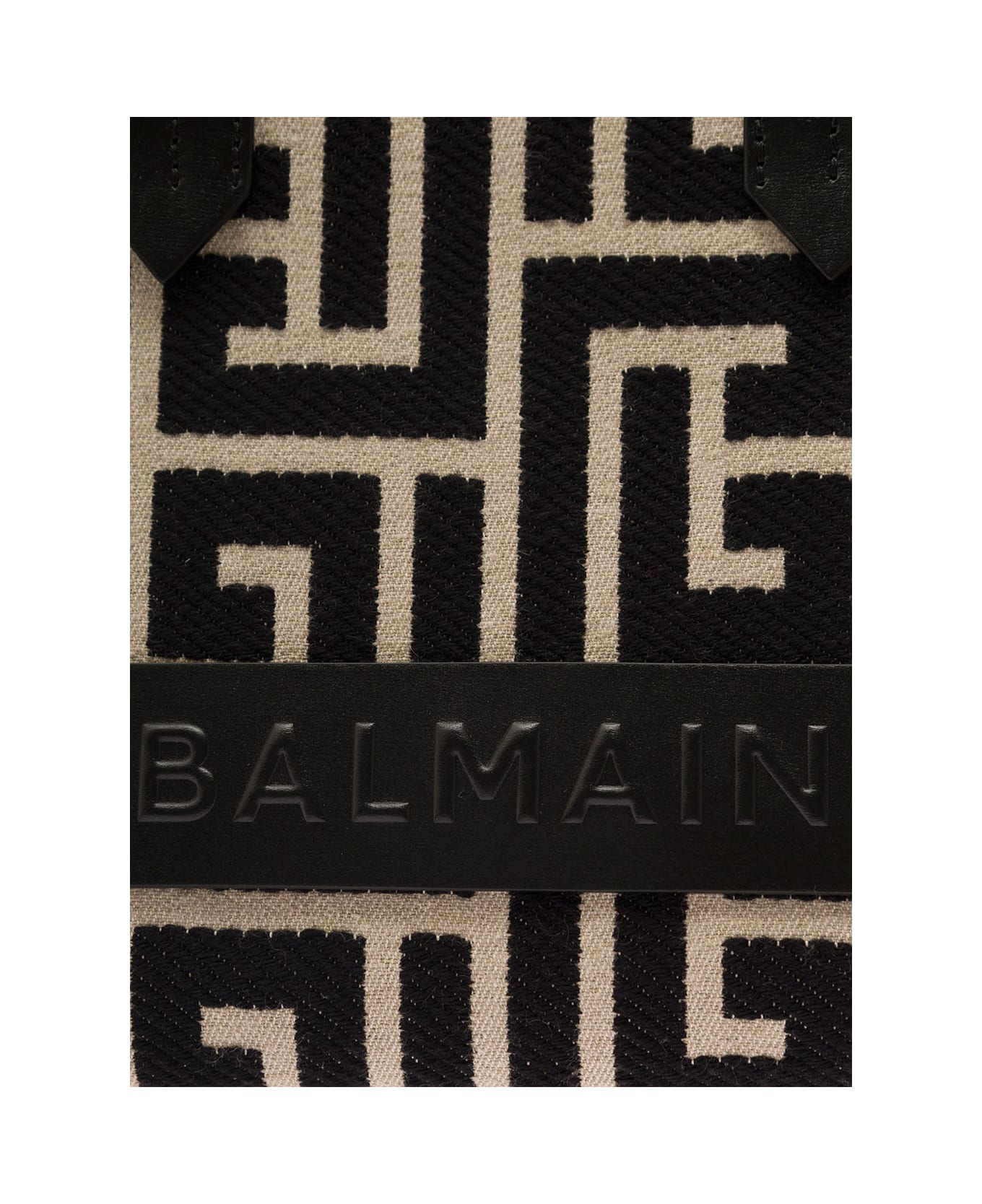 Balmain 'b-army' Black And White Tote Bag With Logo Patch And Monogram In Canvas Woman - Black トートバッグ