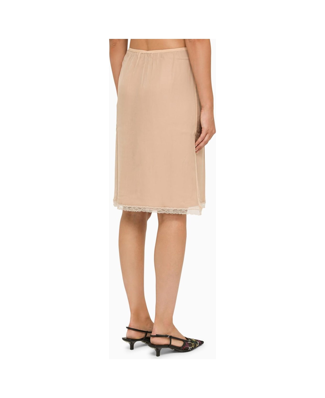 Gucci Nude Acetate Skirt With Lace - Powder
