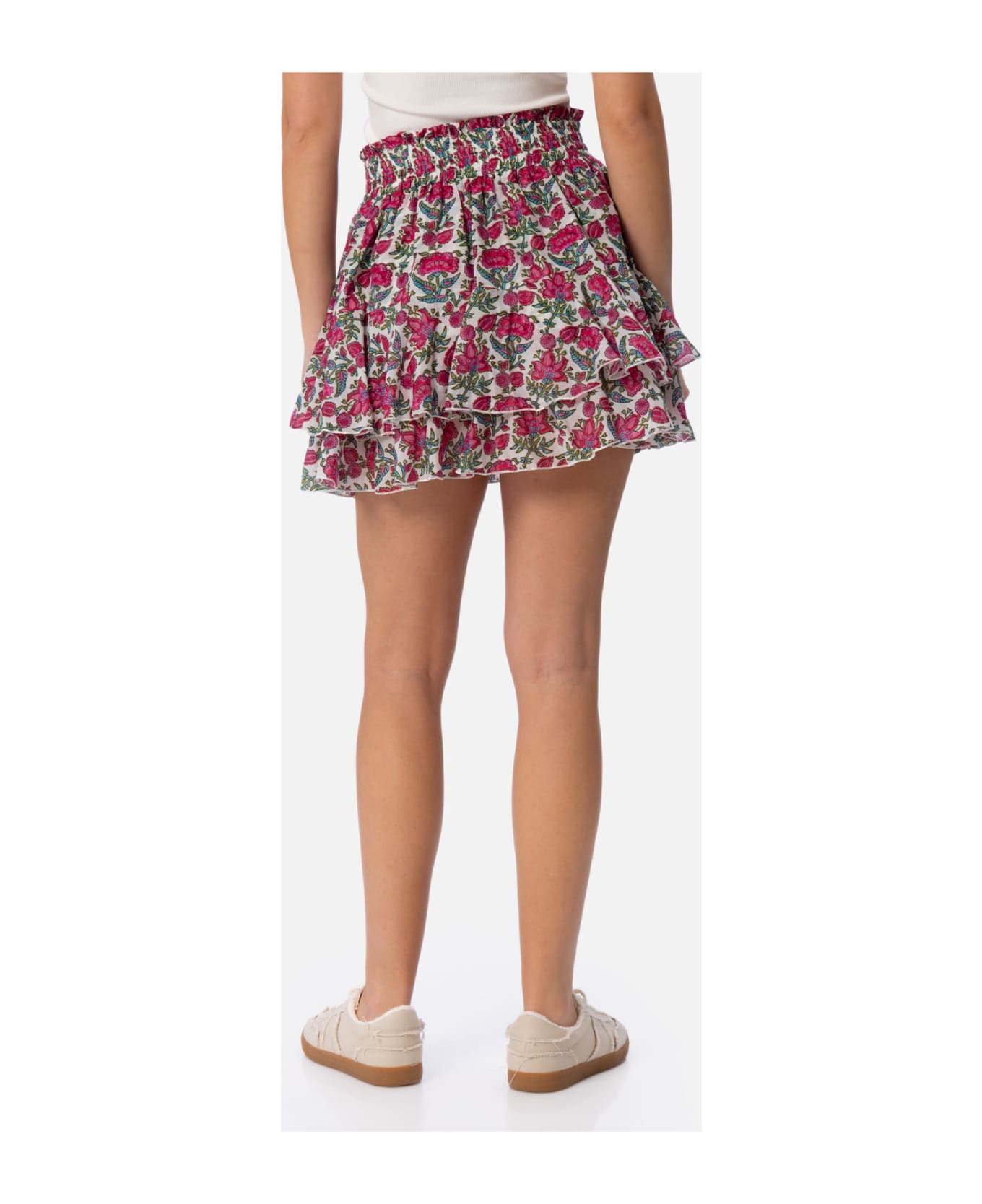 MC2 Saint Barth Woman Silk Voile Ruffled Mini Skirt Eivissa - WHITE