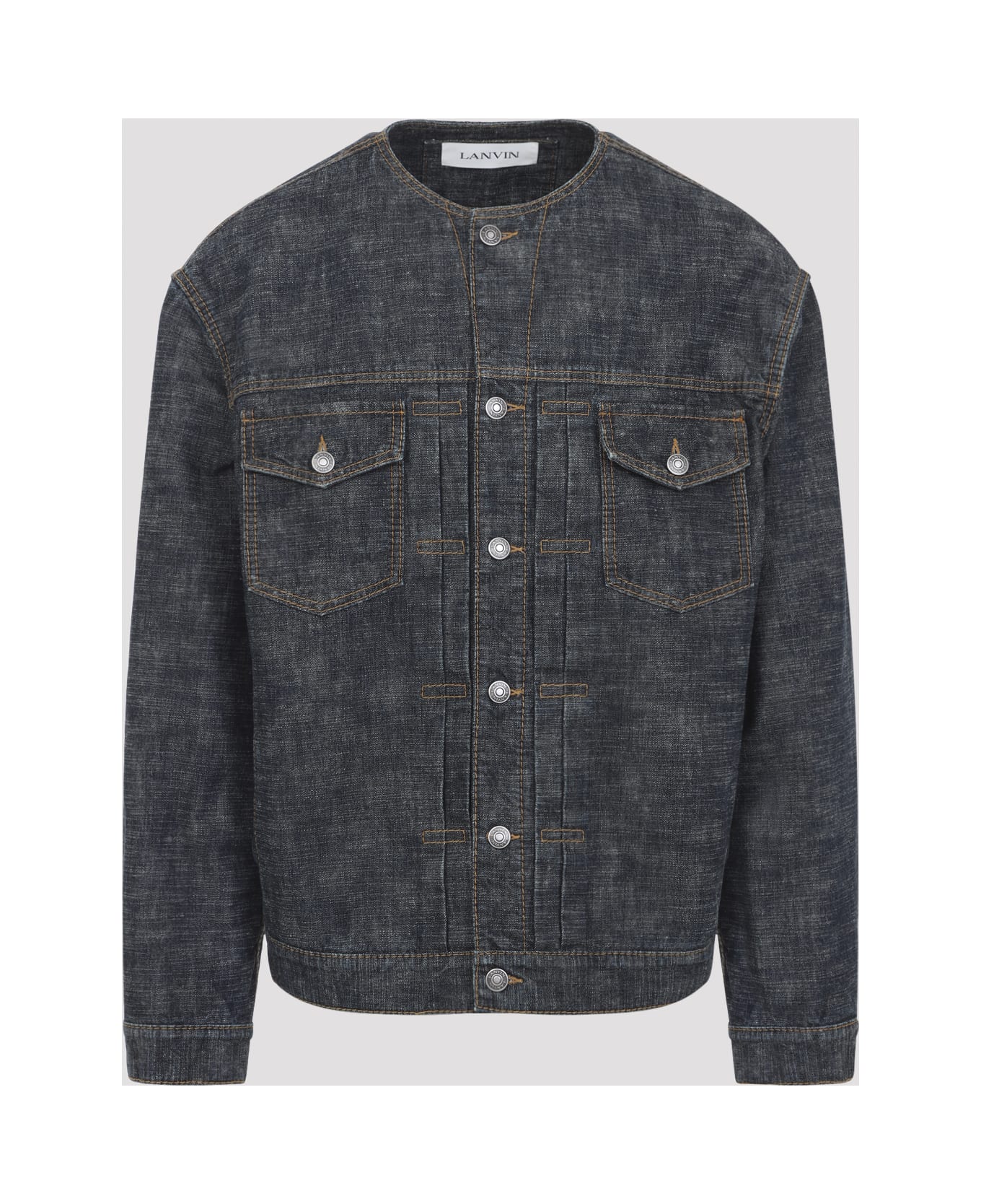 Lanvin Collarless Jacket - Navy Blue