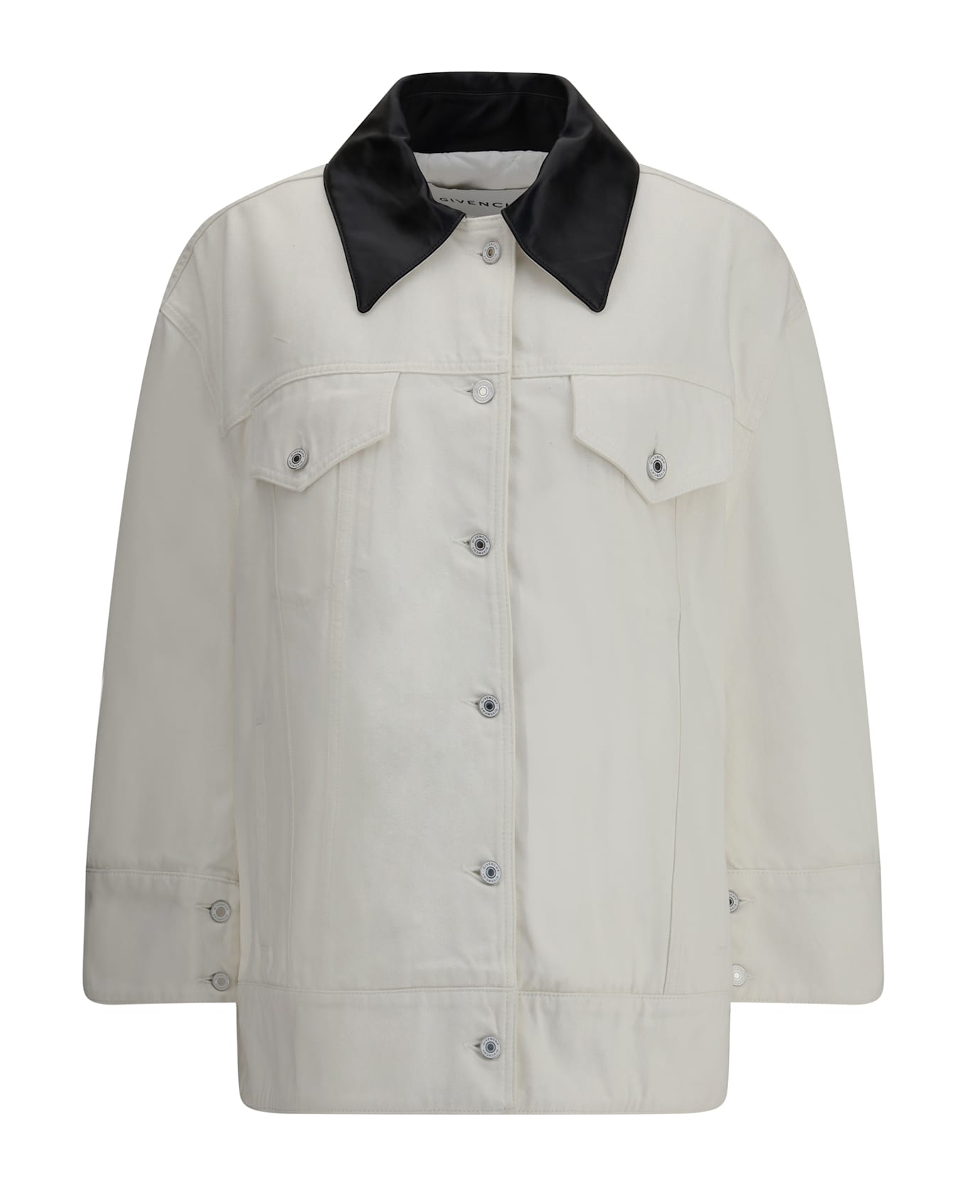 Givenchy Denim Jacket With Leather Collar