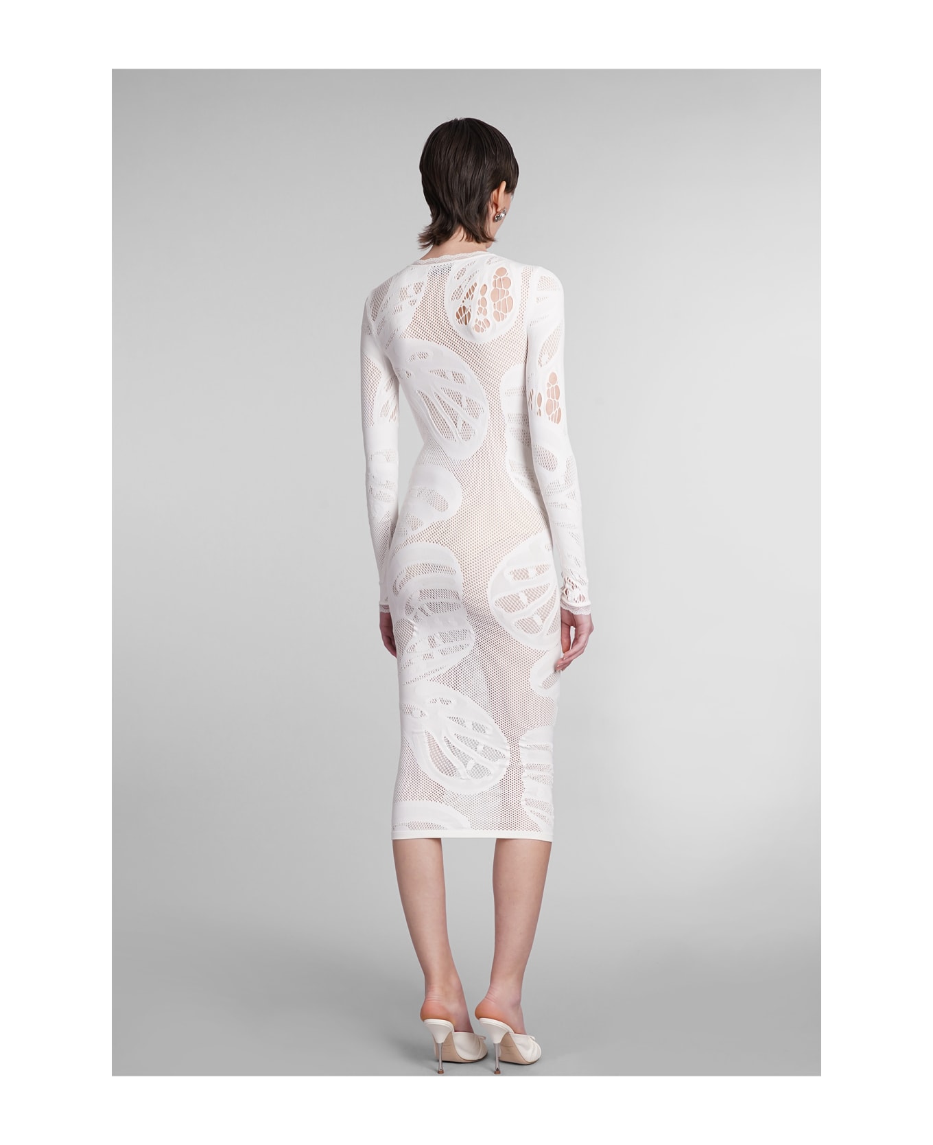 Blumarine Dress In Beige Polyamide - Bianco ワンピース＆ドレス