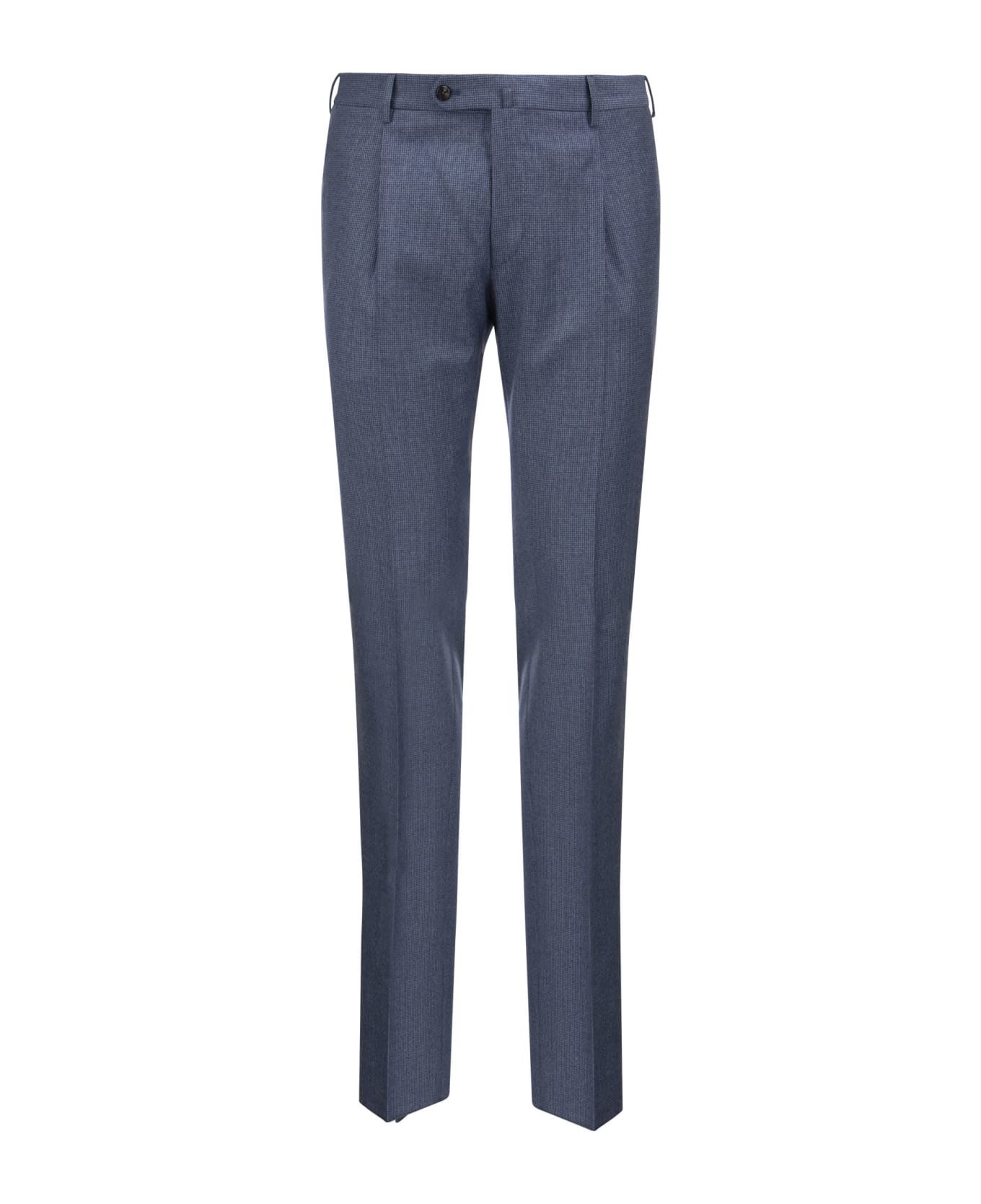 PT Torino Super Slim Pied De Poule Wool Trousers - Blue