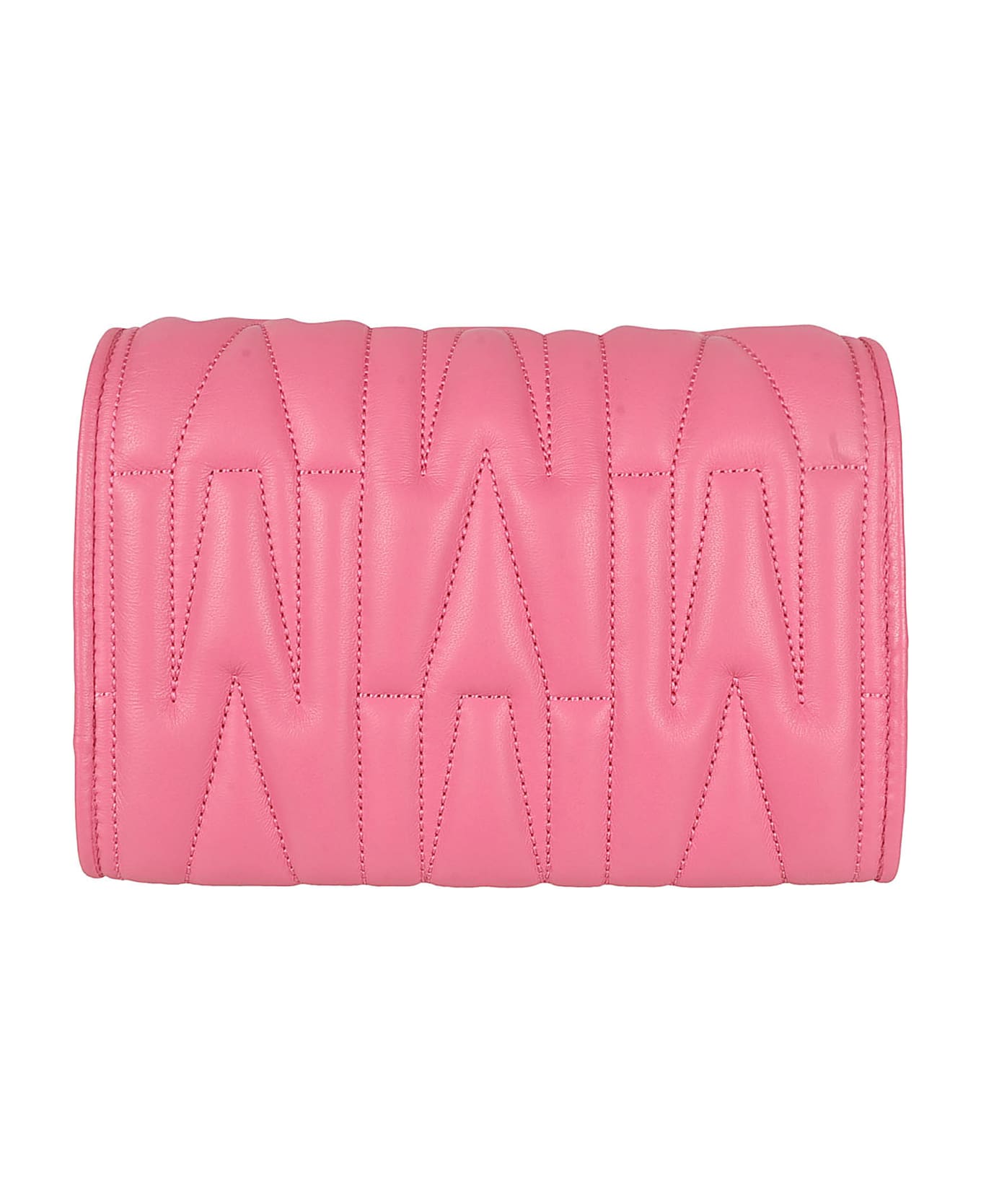 Moschino M Plaque Quilted Flap Chain Shoulder Bag - Pink