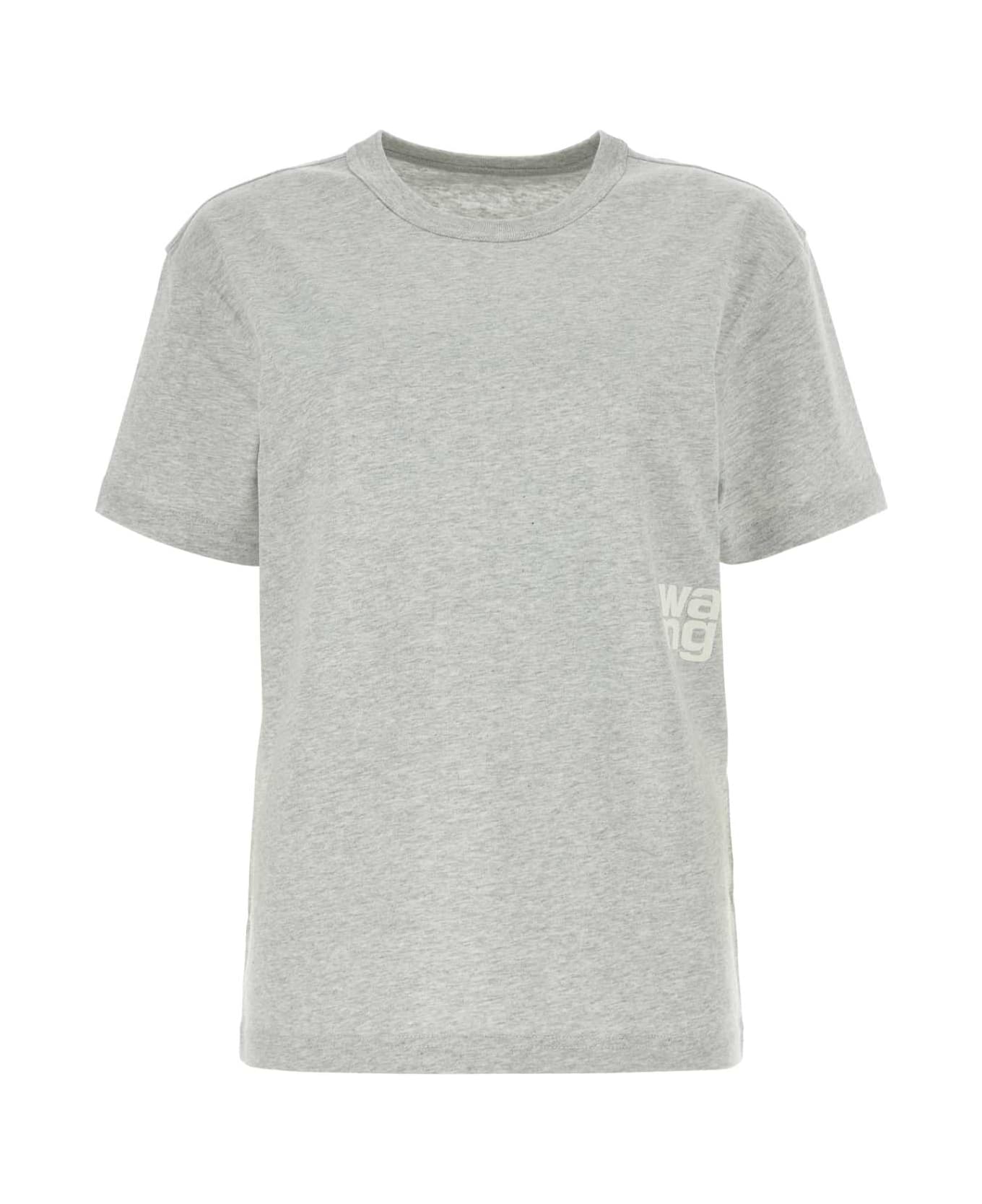T by Alexander Wang Melange Grey Cotton Oversize T-shirt - LIGHTHEATHERGREY