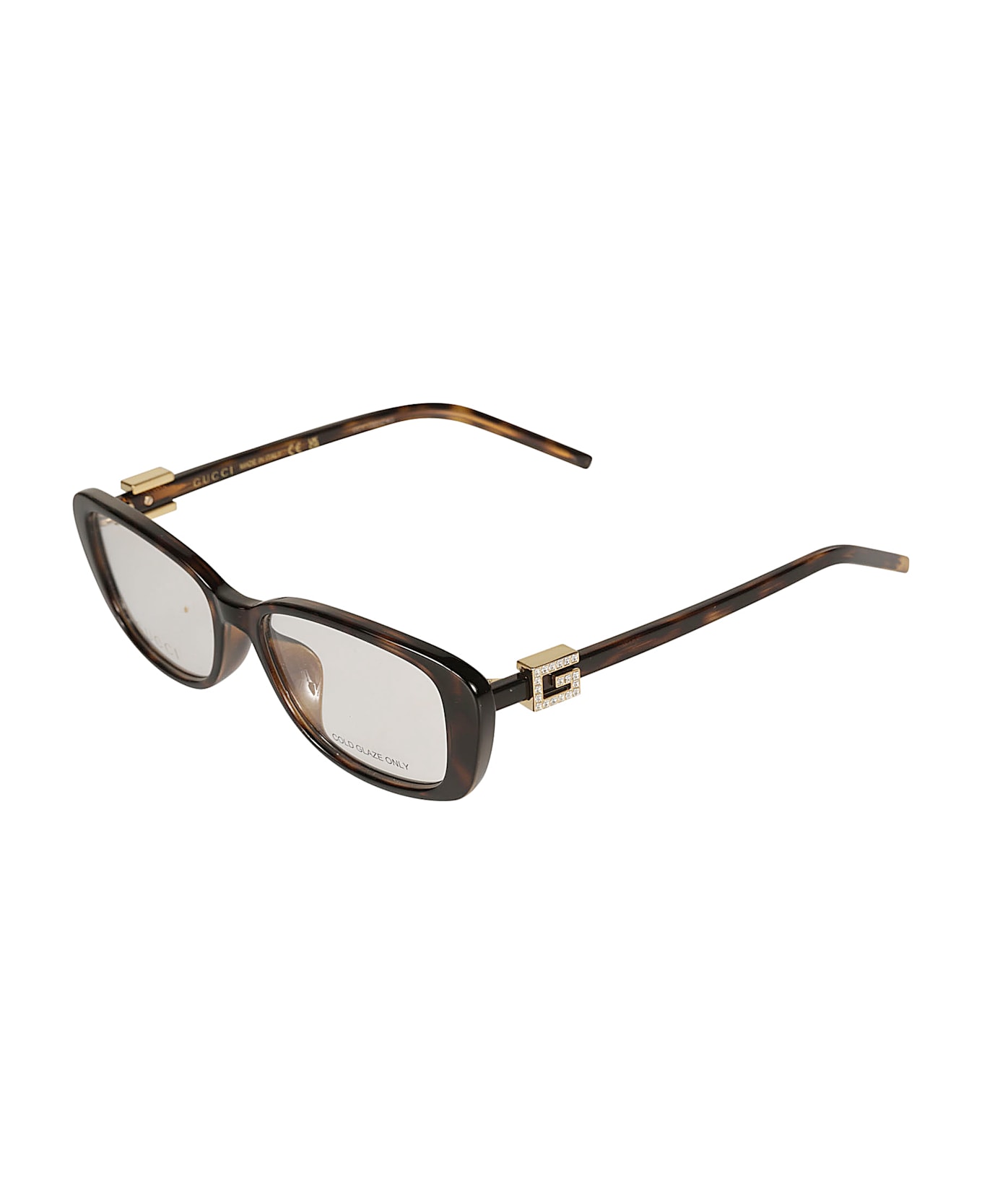 Gucci Eyewear Rectangle Flat Logo Lens Frame - HAVANA-HAVANA-TRANSPARENT