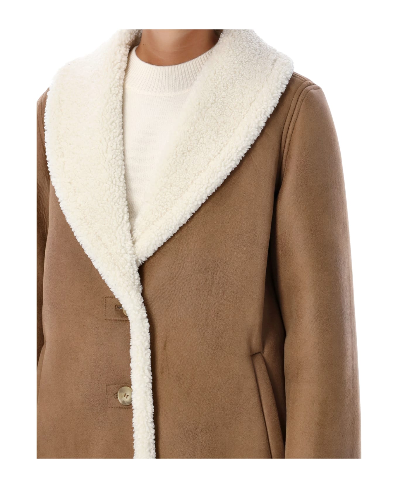 A.P.C. Mateau Vanessa Eco Shearling Jacket - ECRU