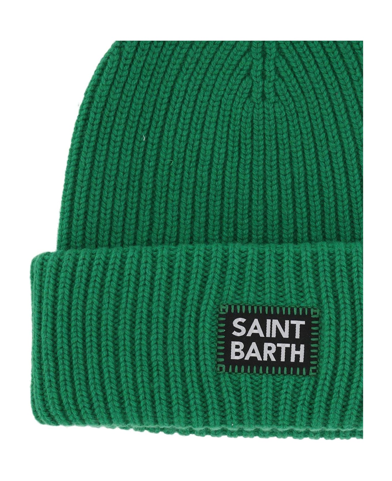 MC2 Saint Barth Berry Logo Patch Knitted Beanie - Green