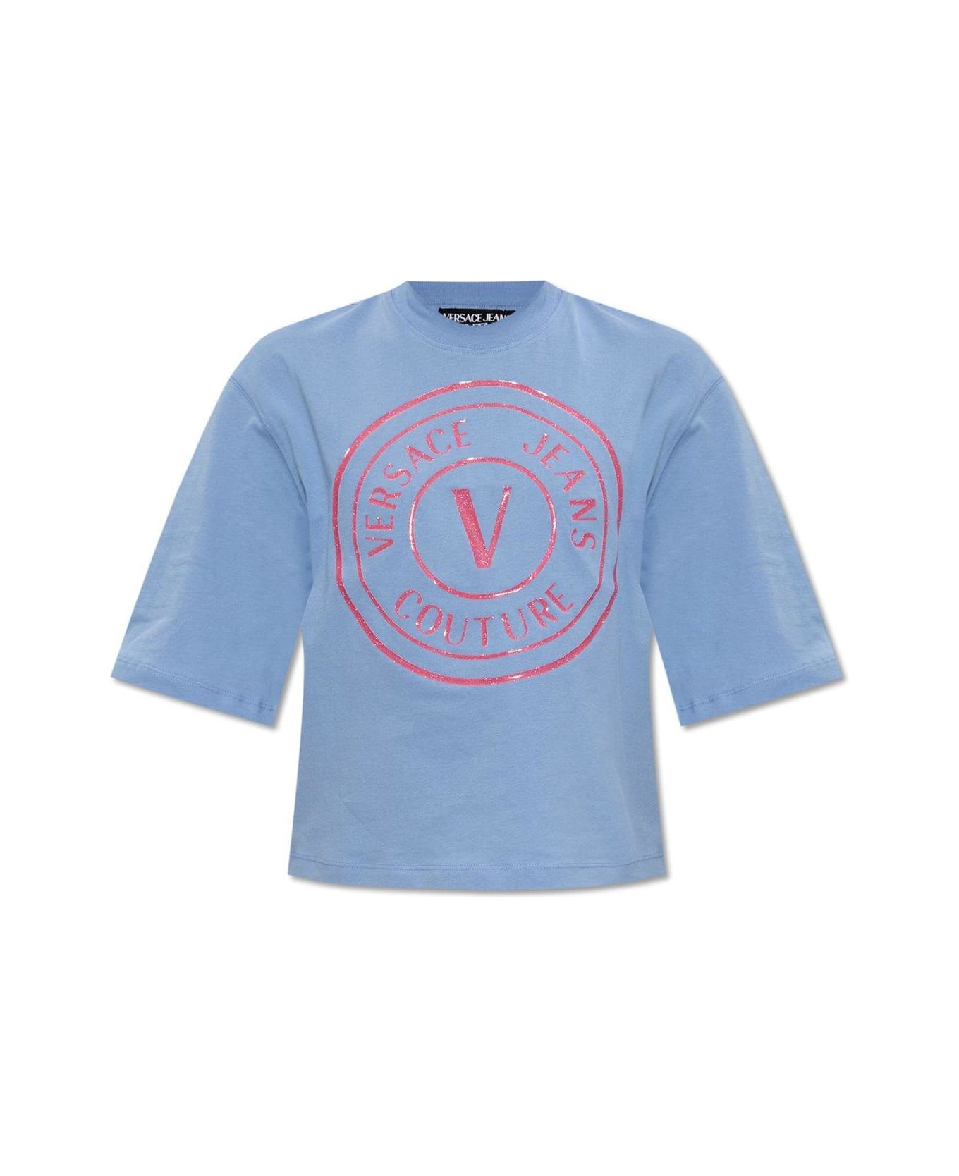 Versace Jeans Couture Logo Printed Crewneck T-shirt - Blue