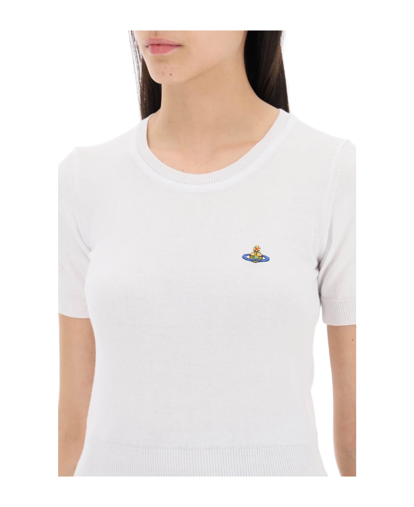 Vivienne Westwood Bea Short-sleeve Sweater With Orb Embroidery - WHITE (White)