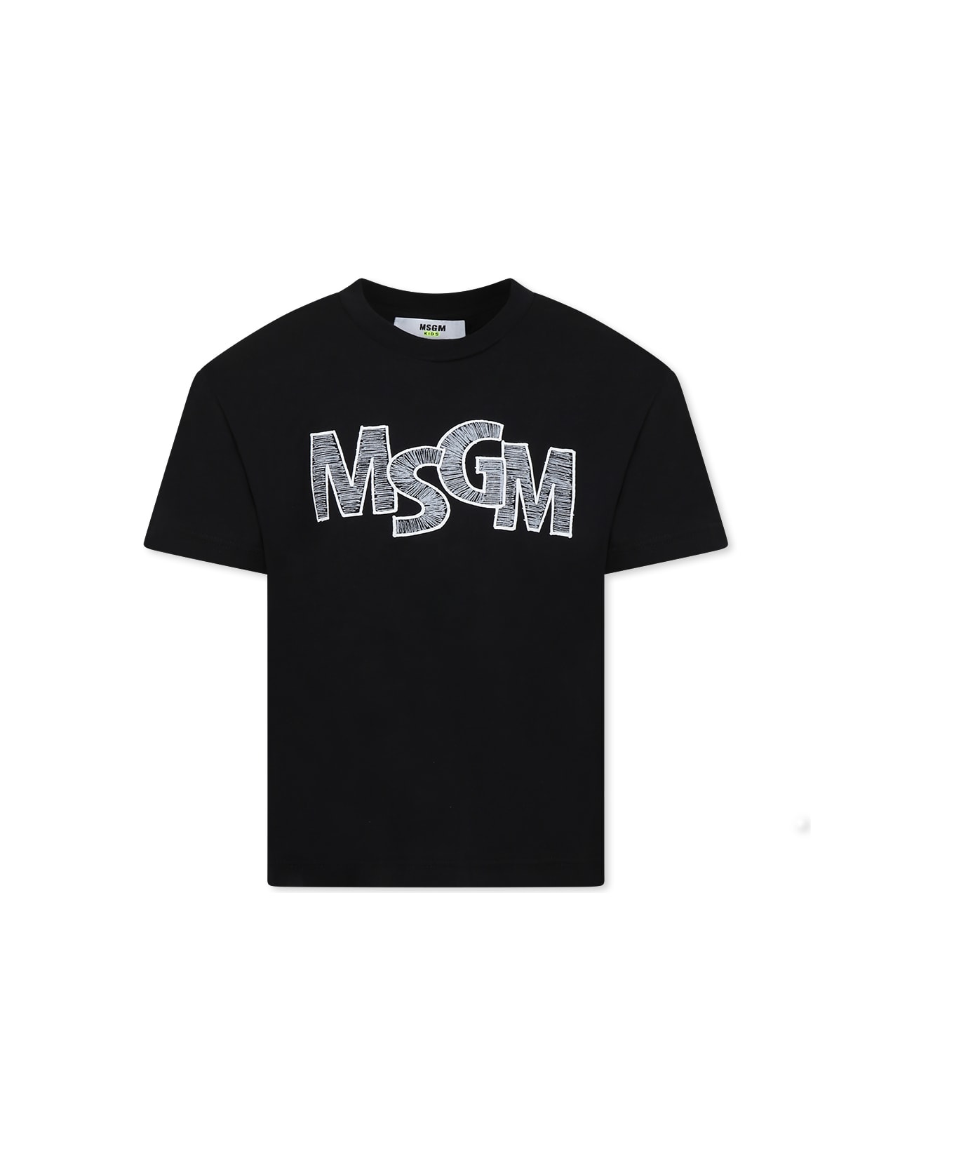 MSGM Black T-shirt For Boy With Logo - Black