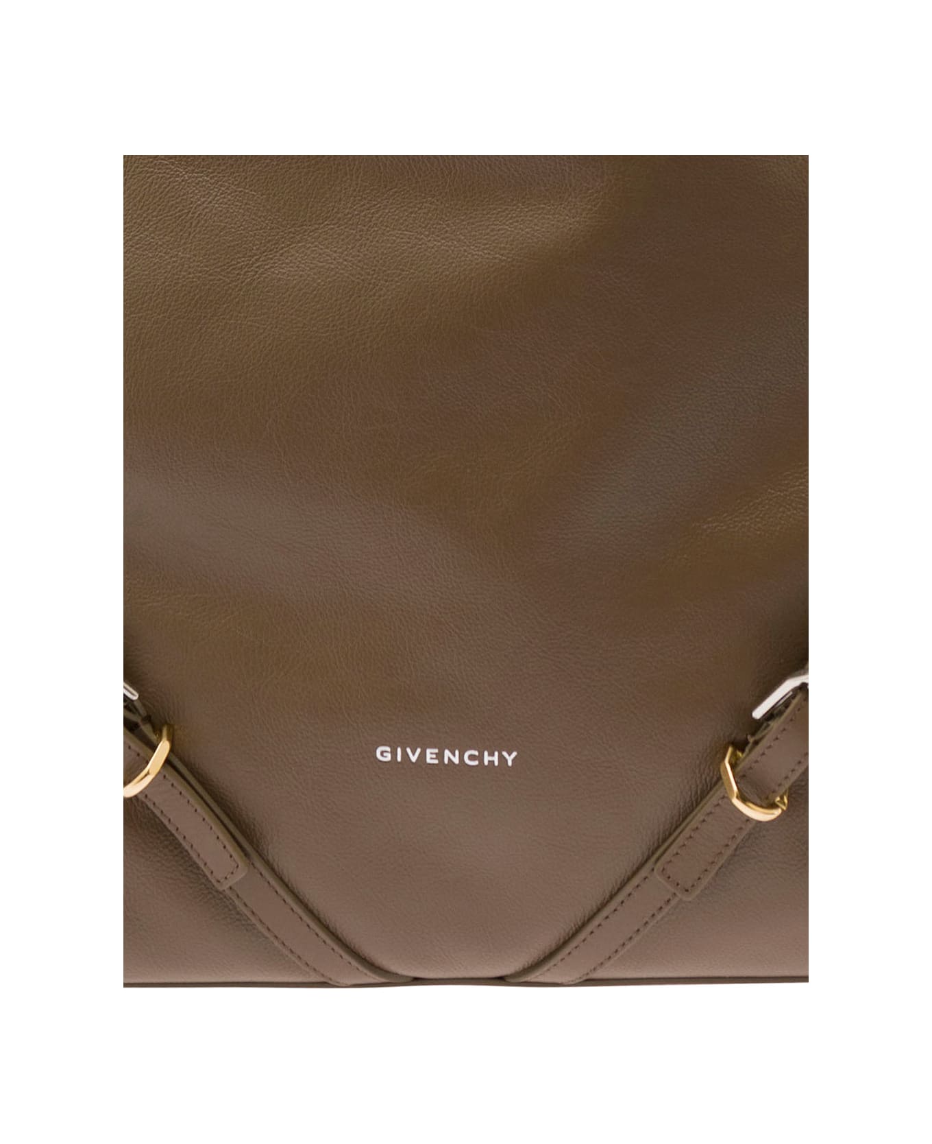 Givenchy 'voyou' Brown Shoulder Bag With Embossed Logo In Smooth Leather Woman - Beige