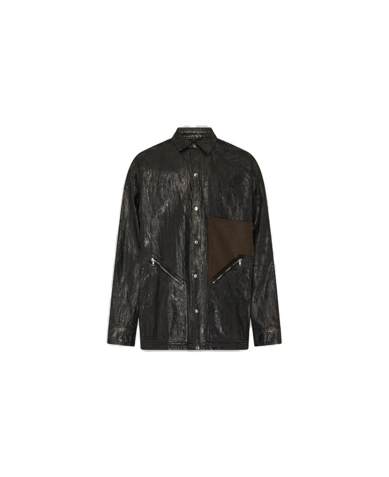 Rick Owens Porterville Runway Drawstring Hem Tour Jacket - BLACK