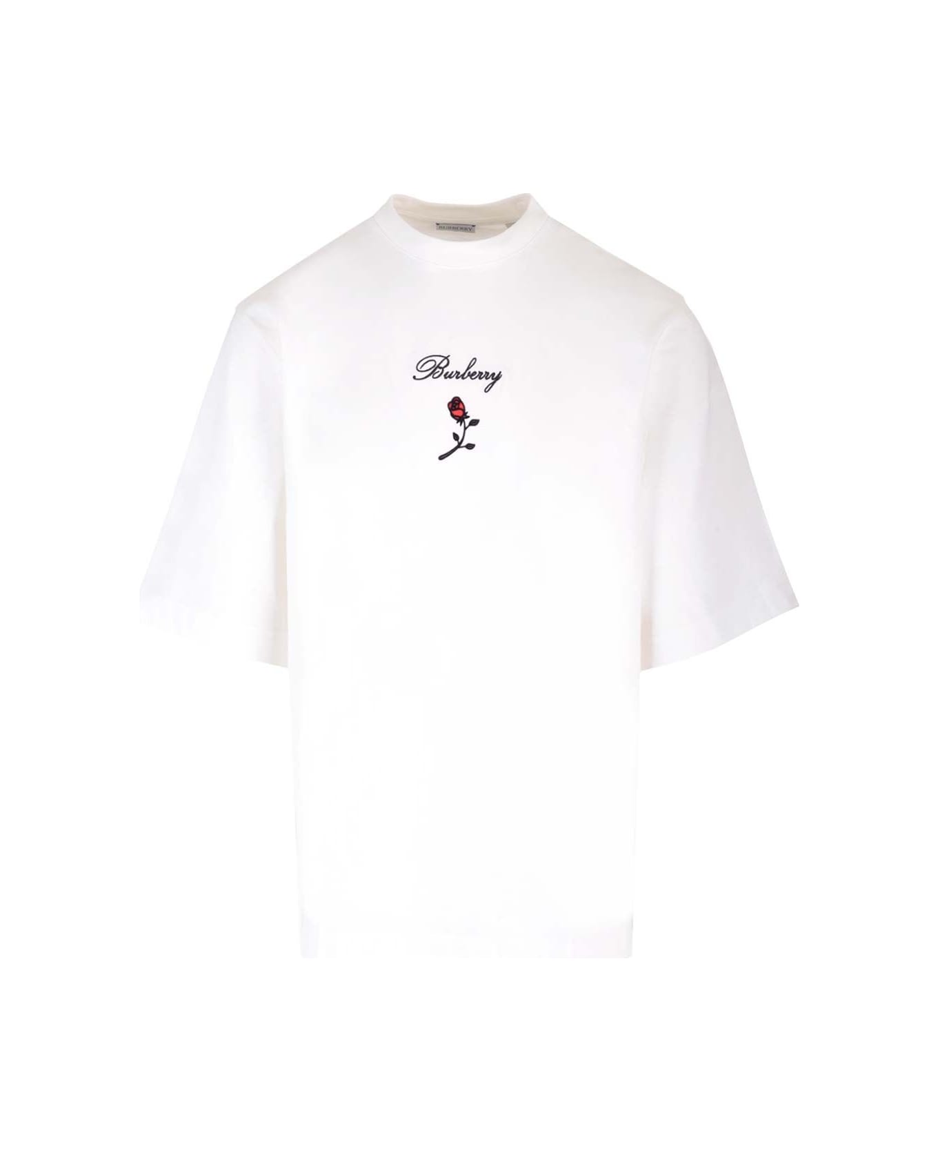 Burberry T-shirt With Rose - White