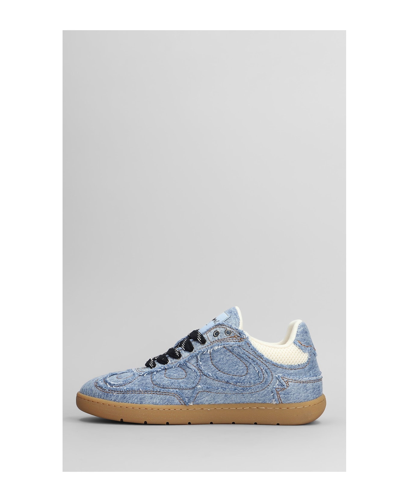 Ganni 08 Denim Raw Edge Sneakers In Blue Cotton - blue