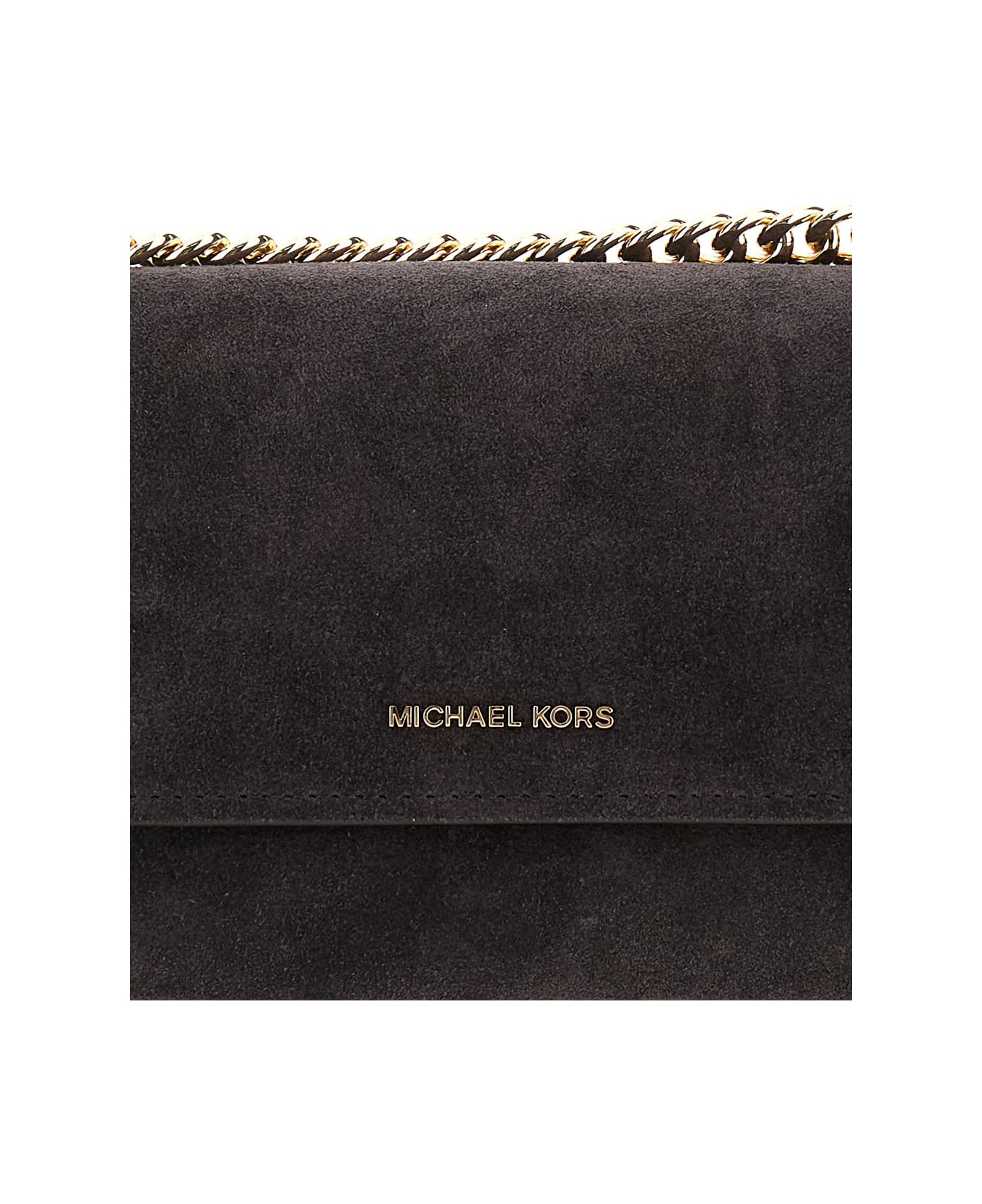 MICHAEL Michael Kors Brown Shoulder Bag With Chain Strap And Front Logo In Suede Woman - Brown