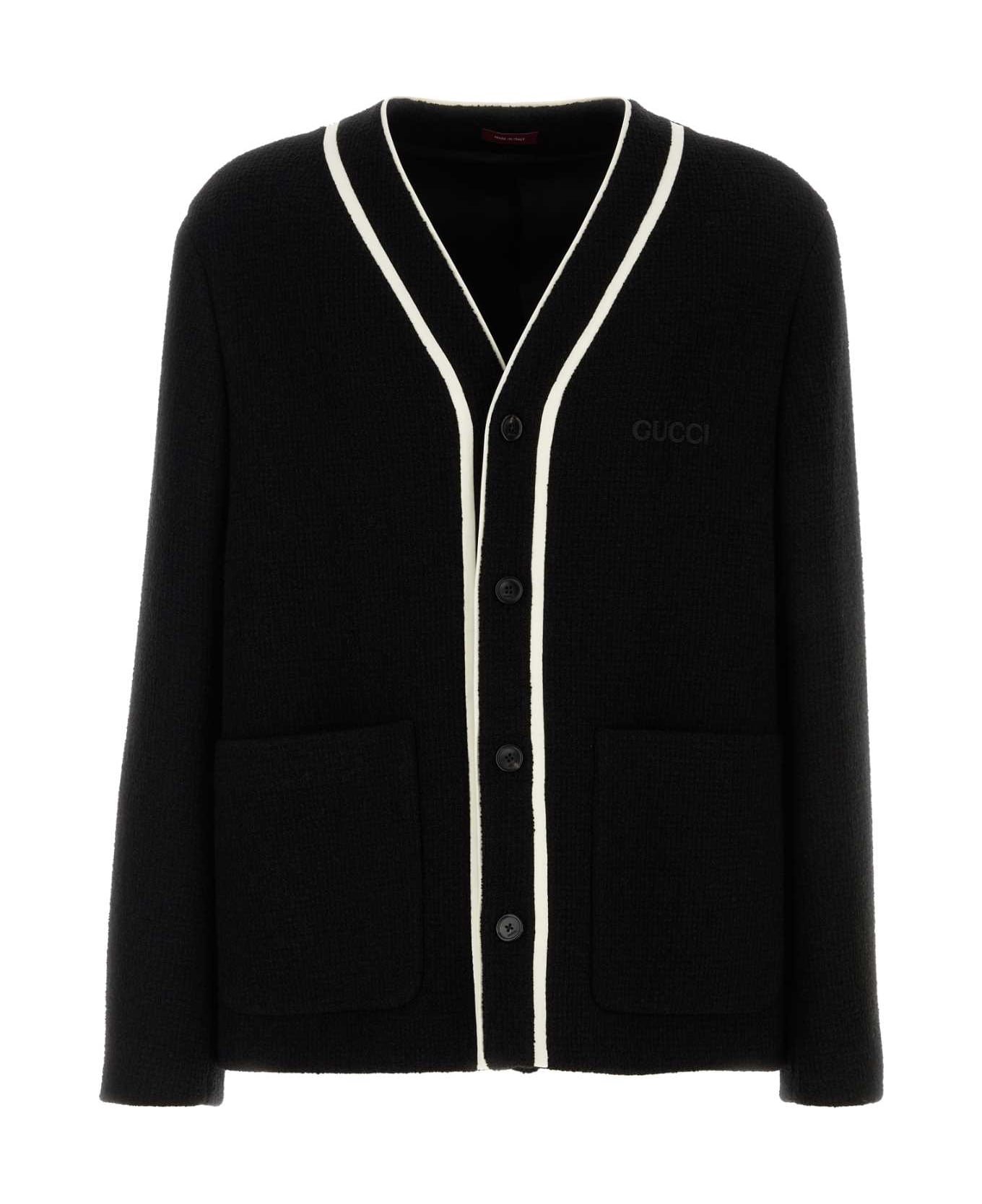 Gucci Black Wool Blend Cardigan - Black