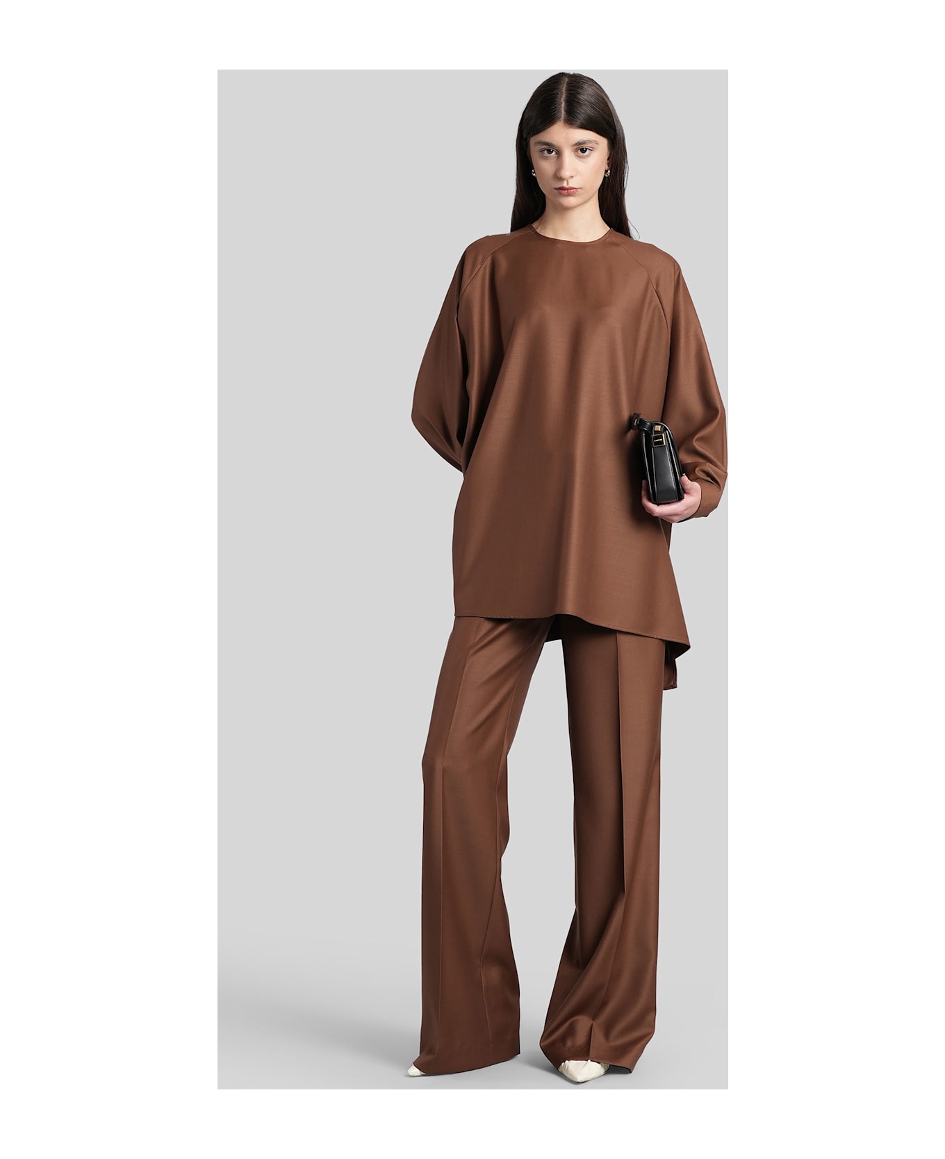 Gianluca Capannolo Mina Tunique Topwear In Brown Wool - brown