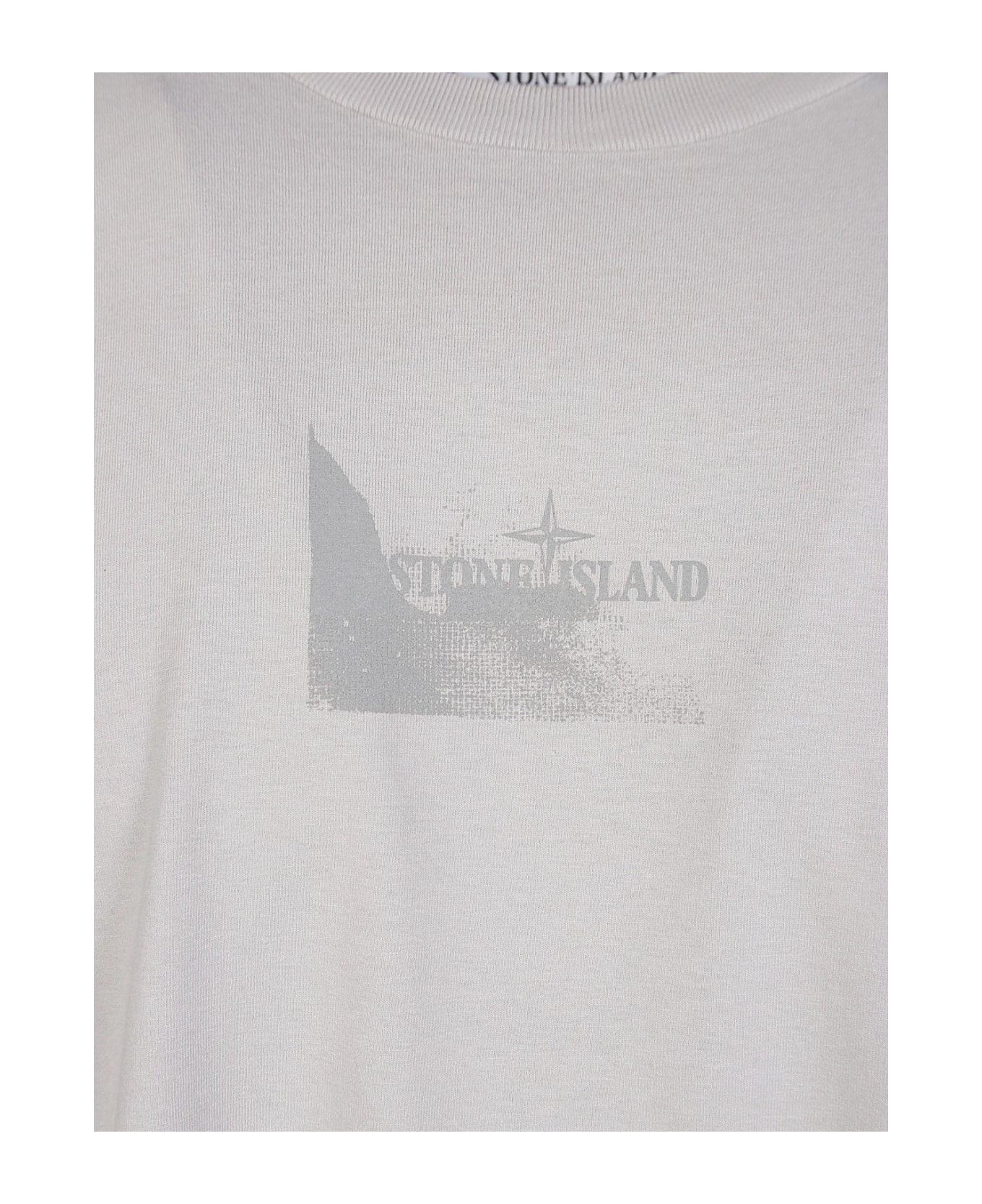 Stone Island Logo Printed Crewneck T-shirt - Grigio