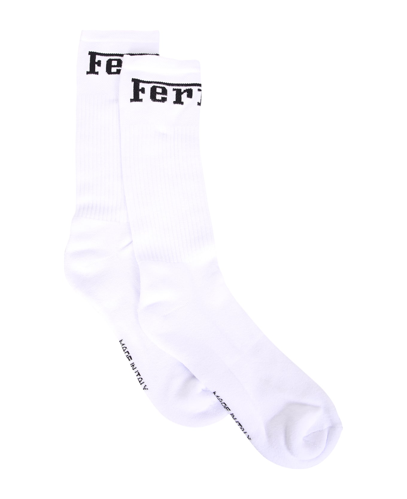 Ferrari White Cotton Blend Socks - White 靴下