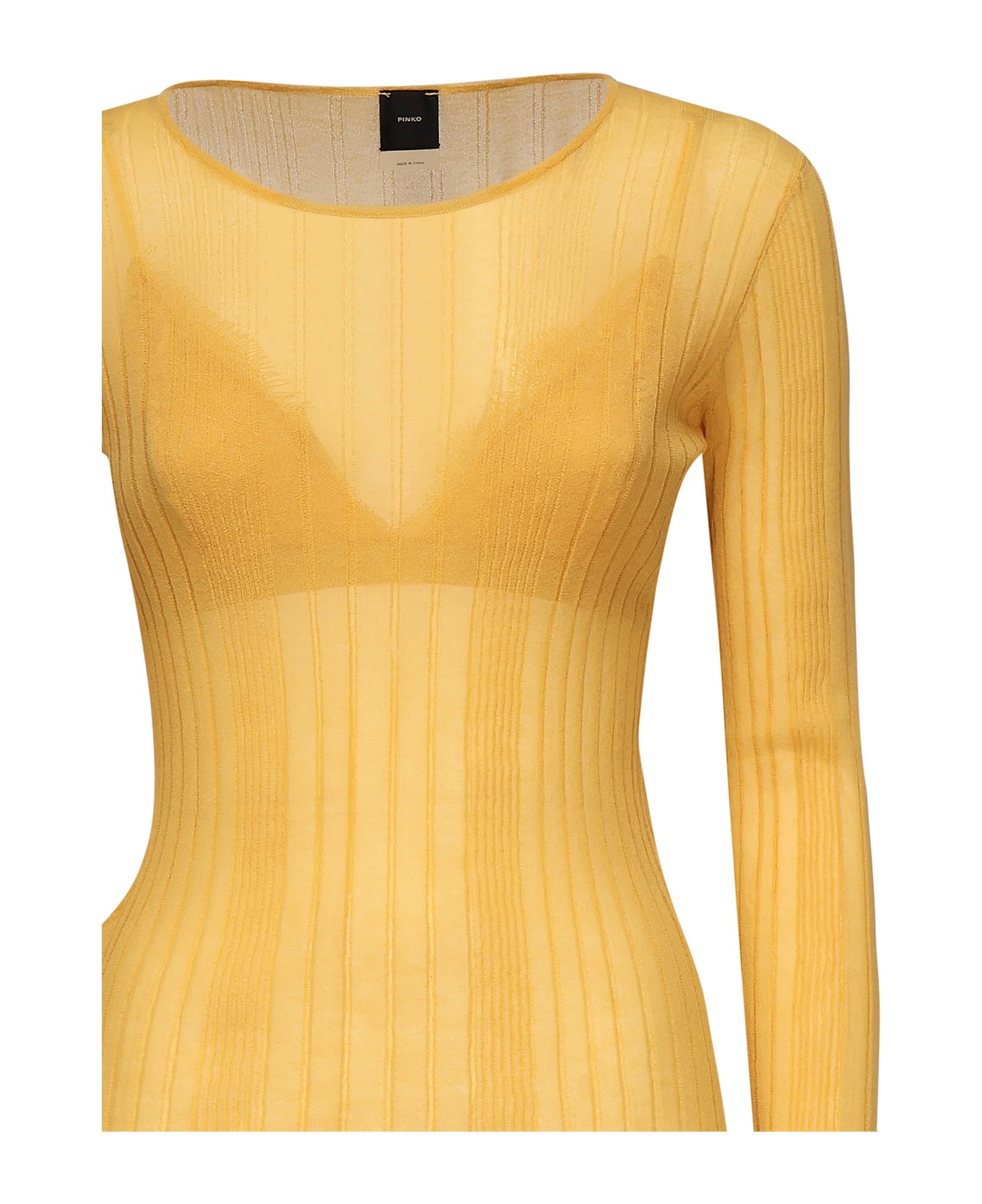 Pinko Semi-sheer Ribbed Sweater - Yellow