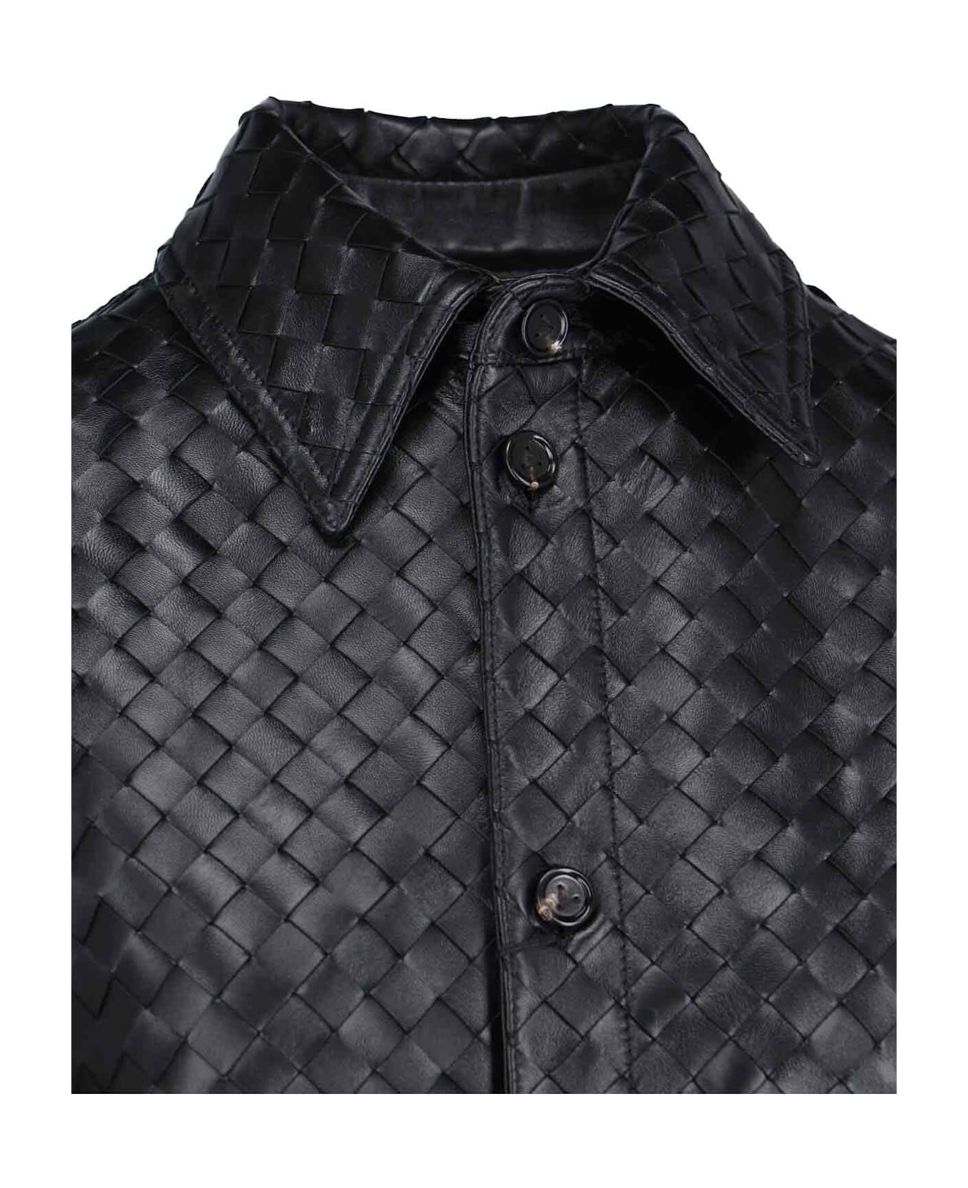Bottega Veneta Woven Leather Shirt - Black