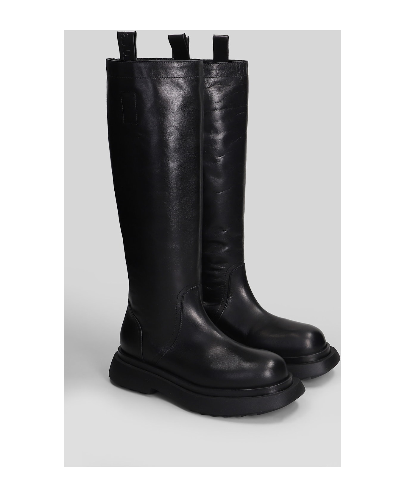 3JUIN Genny 010 Low Heels Boots In Black Leather - black