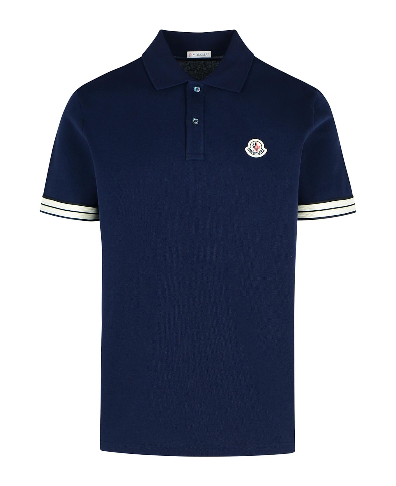 Moncler Polo Shirt In Blue Cotton - Blue シャツ
