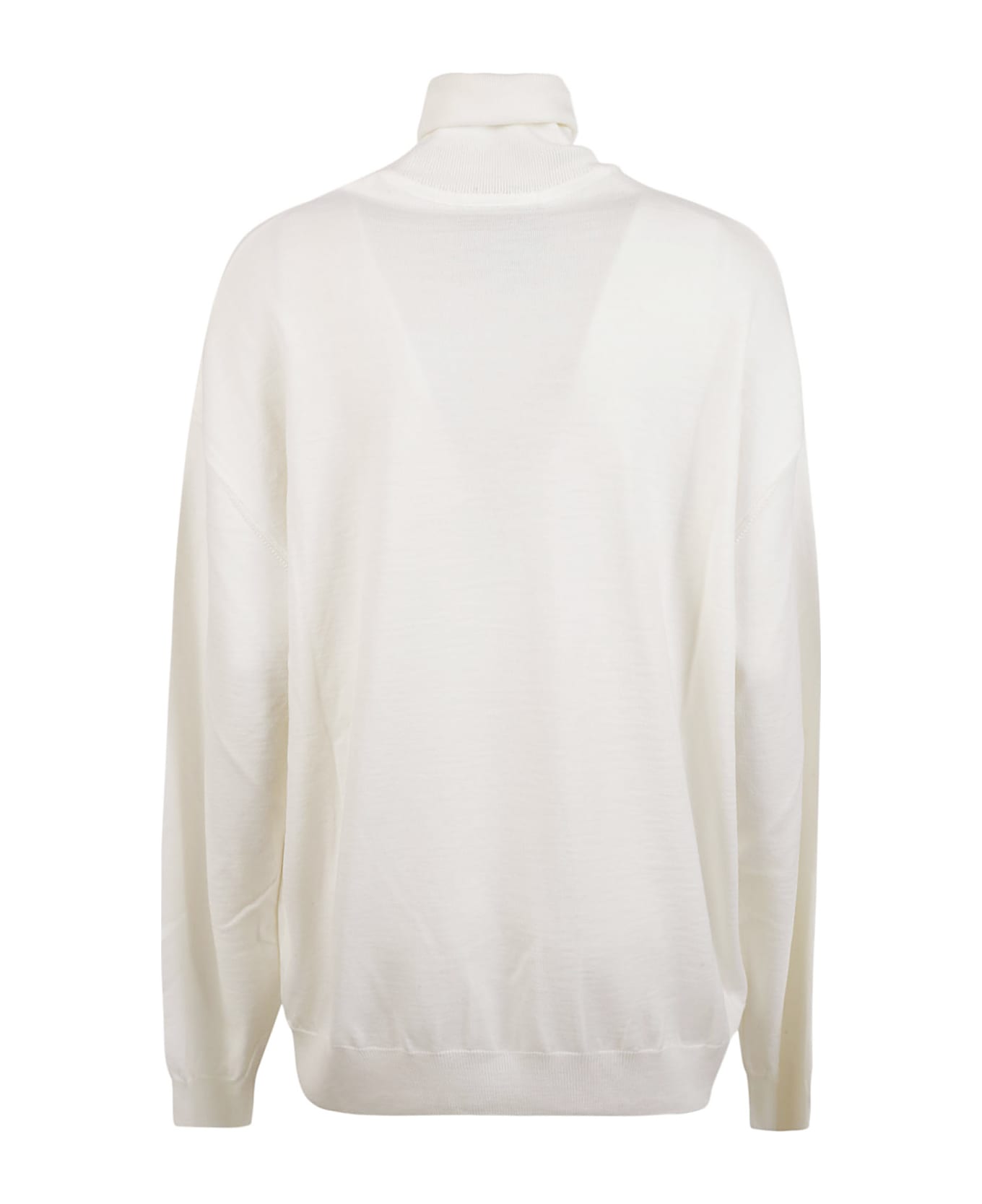 Moschino Turtleneck Rib Trim Plain Pullover - White