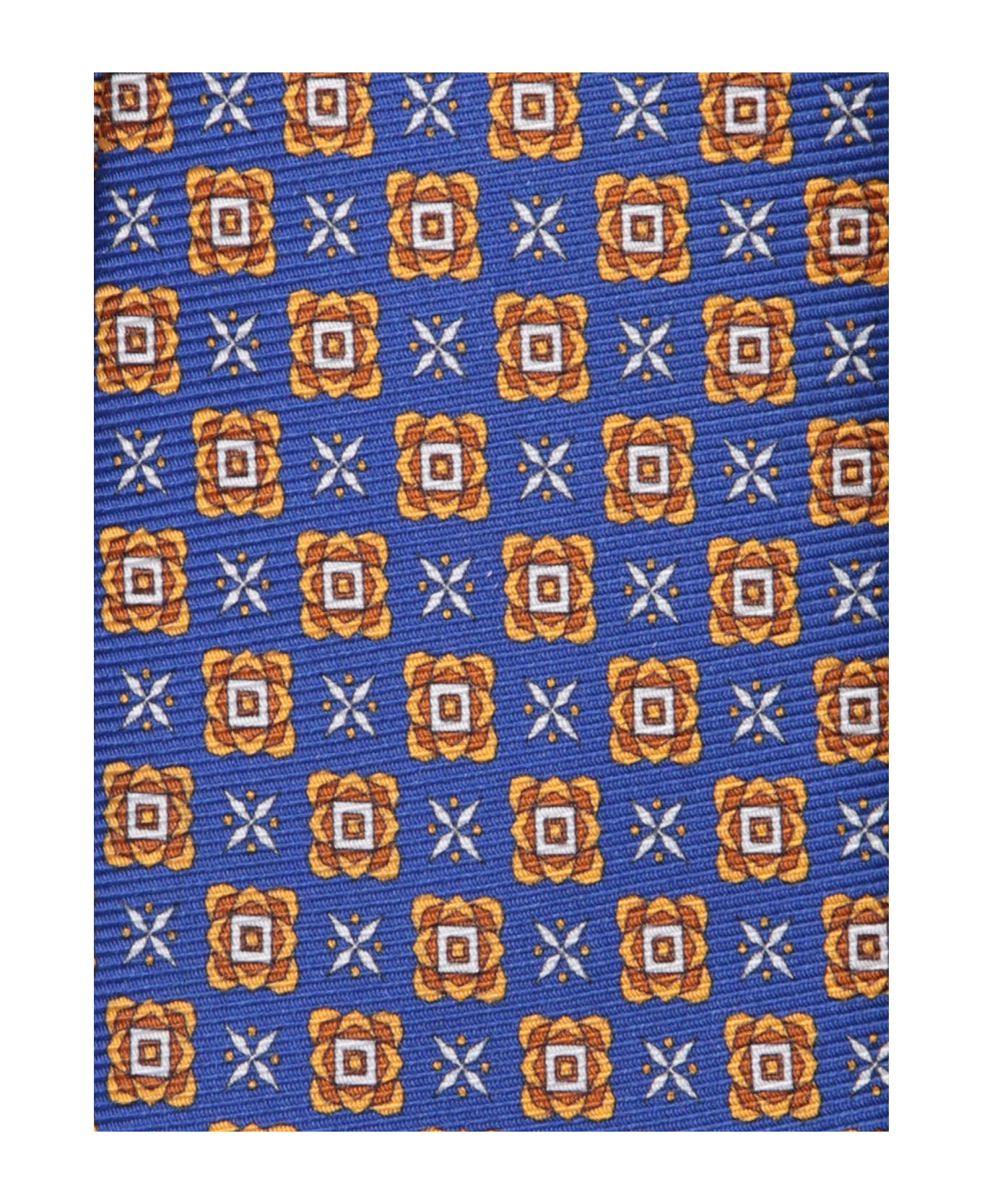 Kiton Blue/orange Patterned Tie - Blue