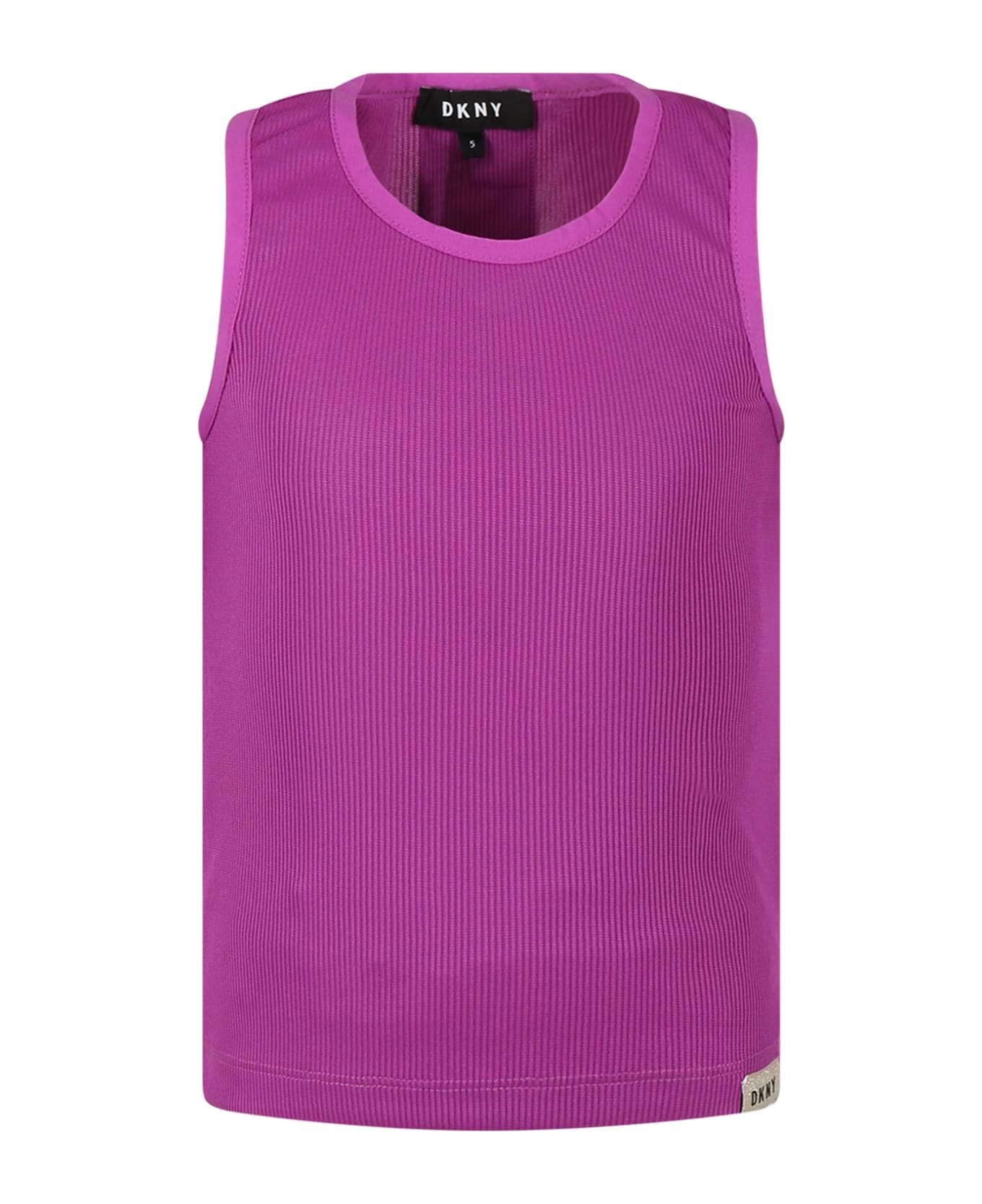 DKNY Purple Tank Top For Girl With Logo - Violet