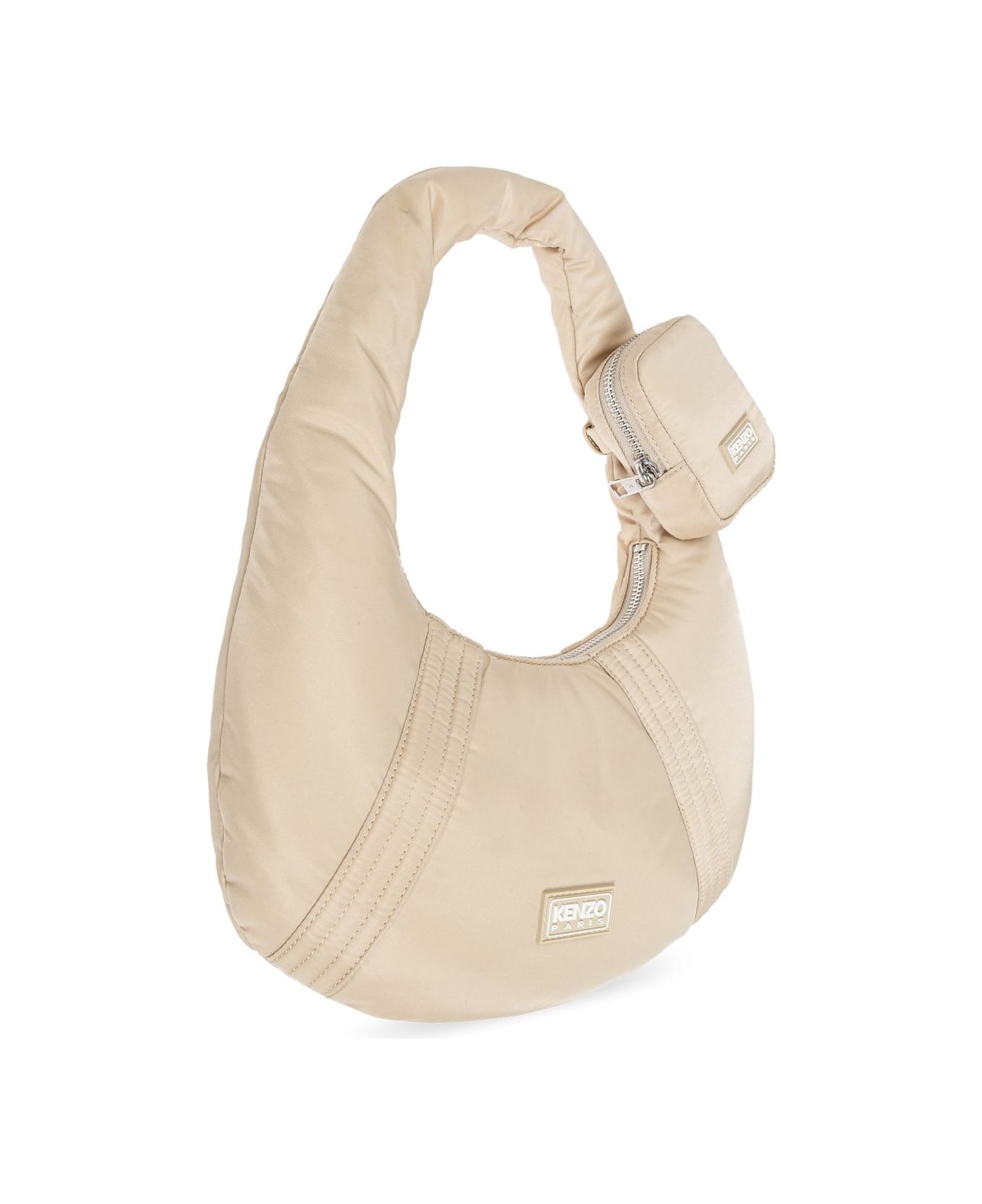 Kenzo Knezogo Logo Patch Zipped Shoulder Bag - Beige