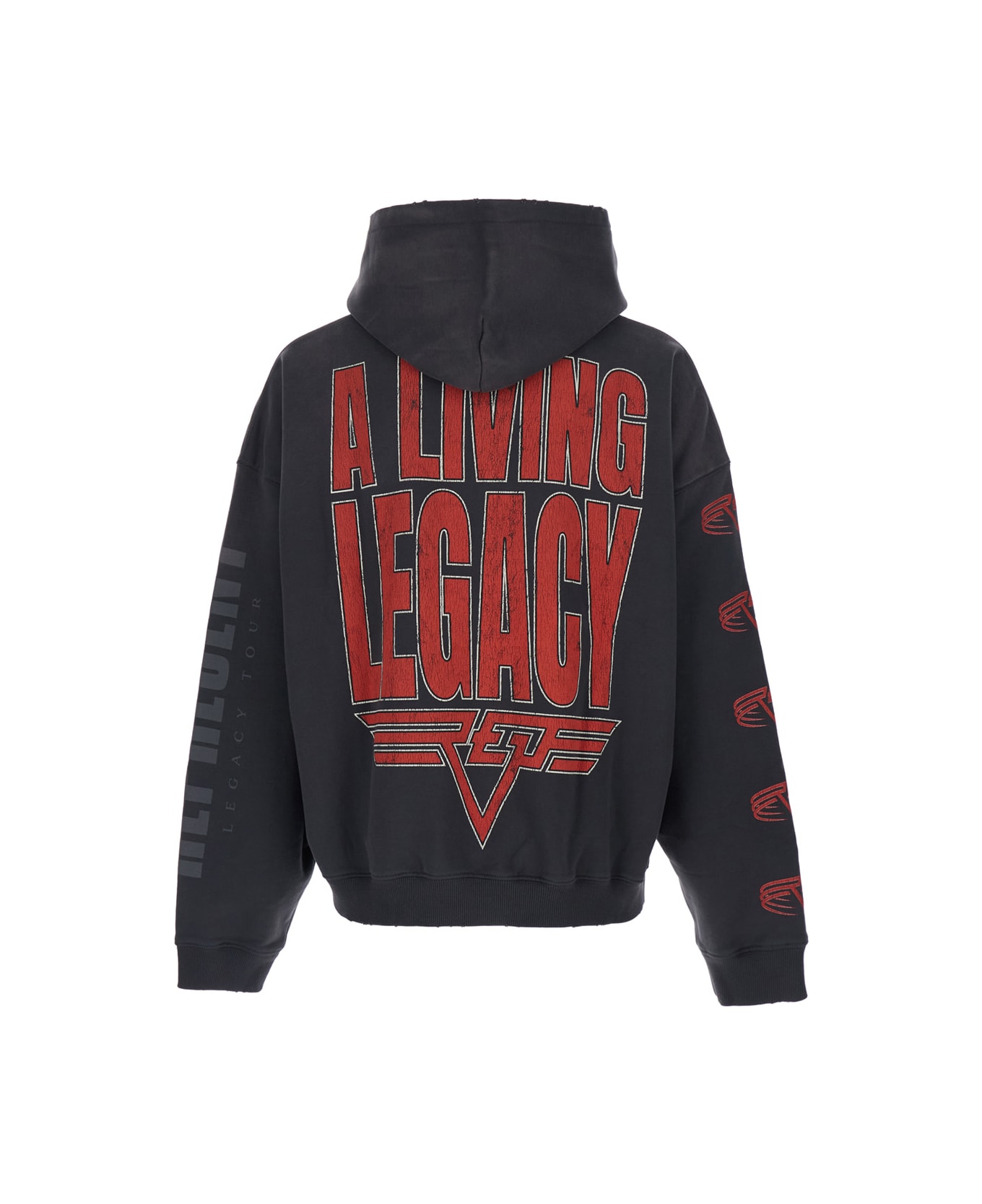 REPRESENT Grey Hoodie With Maxi Logo Print On Front And Rear And Dropped Shoulders In Cotton Man - Grey