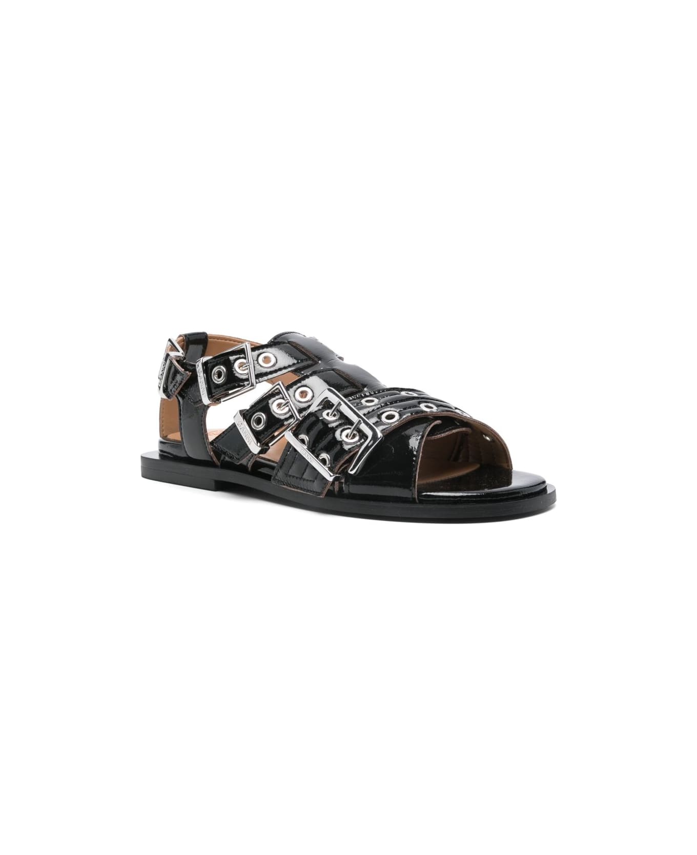 Ganni Feminine Buckle Sandals - Black