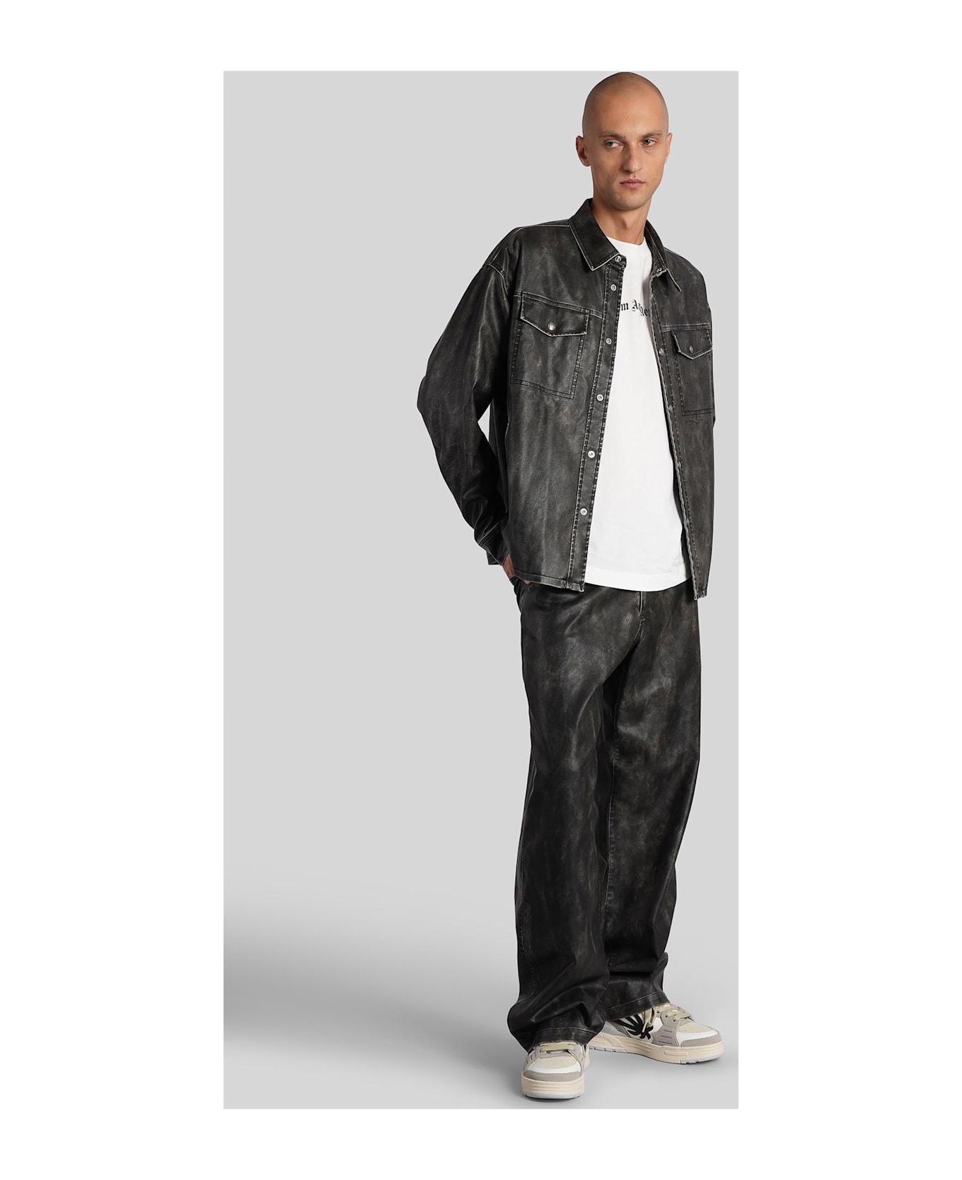 Palm Angels Casual Jacket In Grey Polyuretan - grey