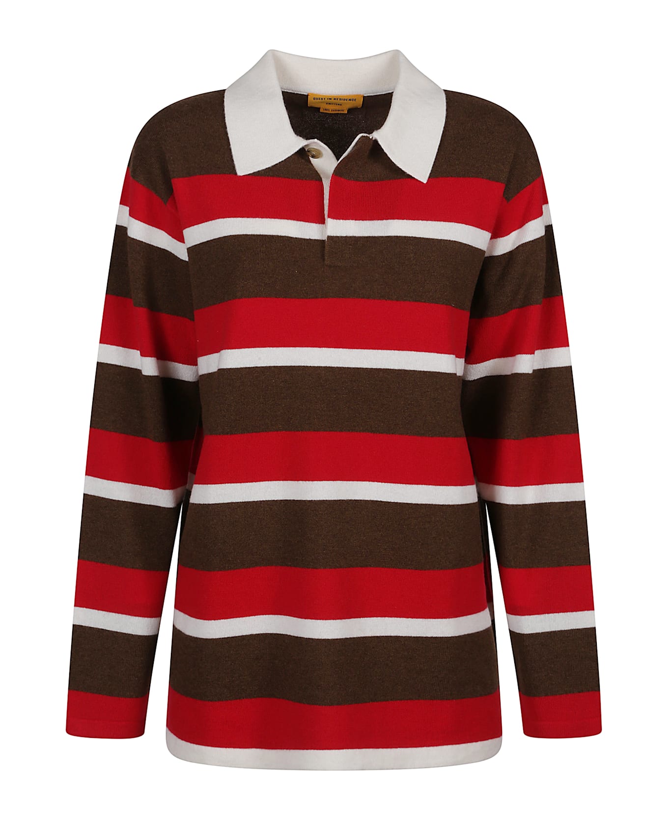 Guest in Residence Striped Rugby Sweater - Chestrrst Chestnut/true Red Stripe