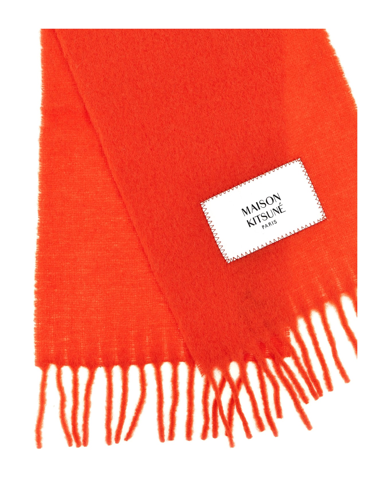 Maison Kitsuné Logo Label Scarf - P641 WILD STRAWBERRY