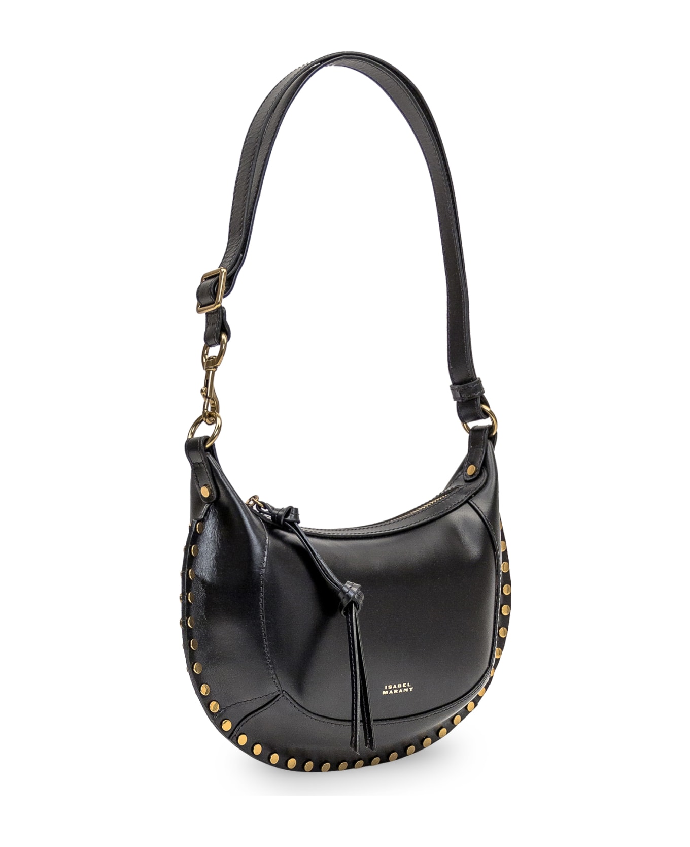 Isabel Marant Oskan Moon Leather Shoulder Bag - BLACK