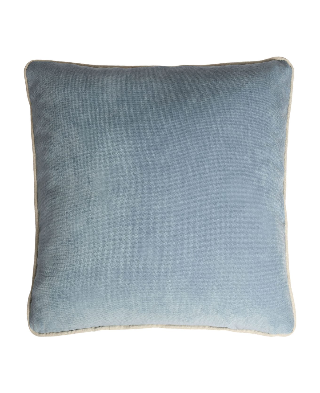 Lo Decor Happy Frame Velvet Pillow - Light blue/ dirty white クッション