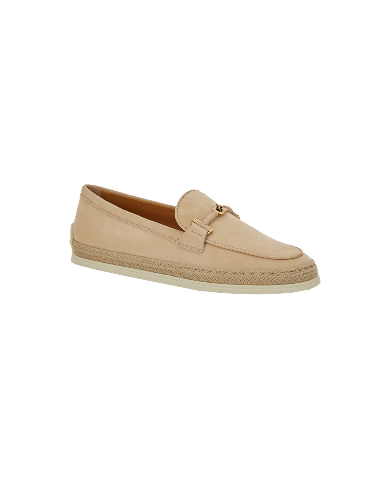Tod's Beige Loafers With Cord Detail In Leather Woman - Beige