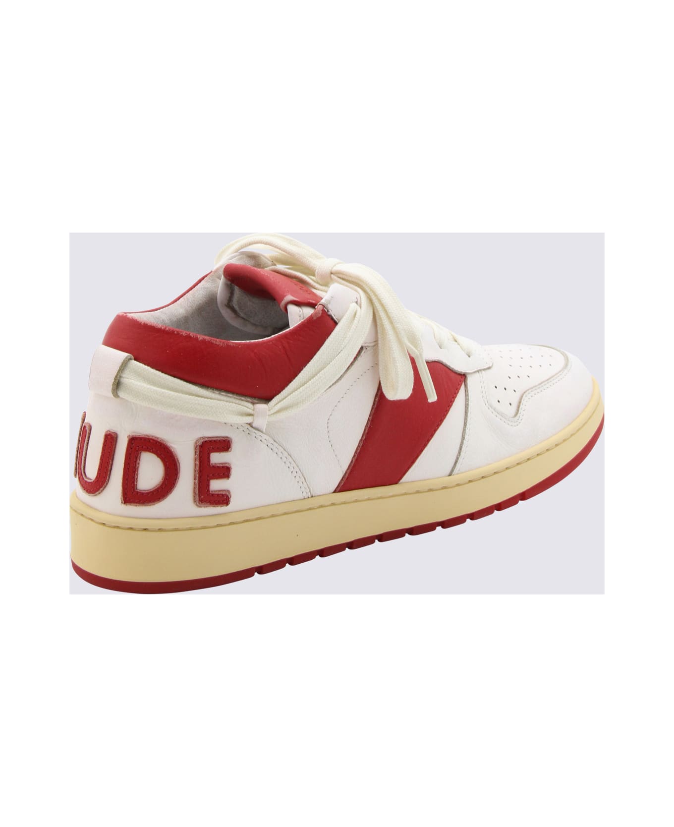Rhude White And Red Leather Sneakers - White スニーカー