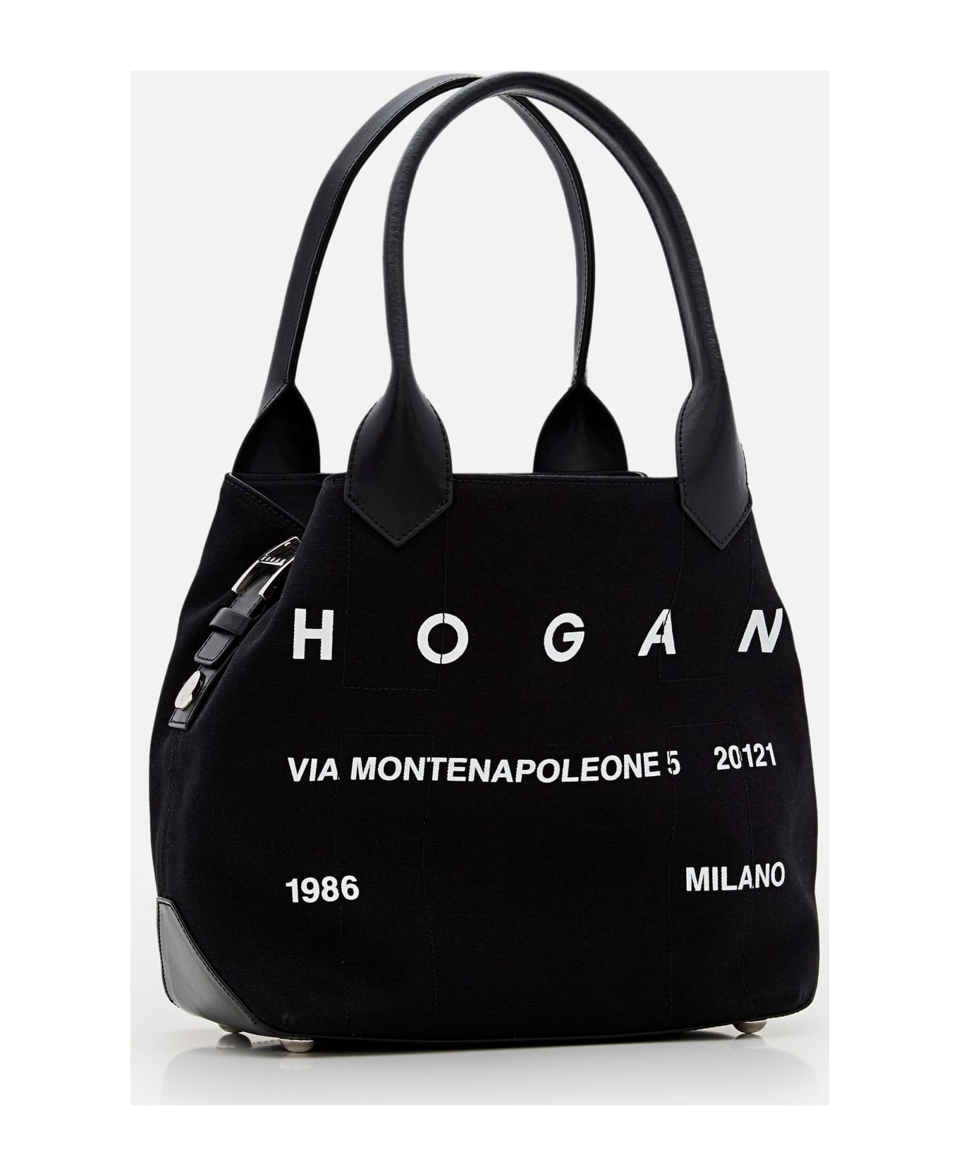 Hogan Medium Script Canvas Shopping Bag