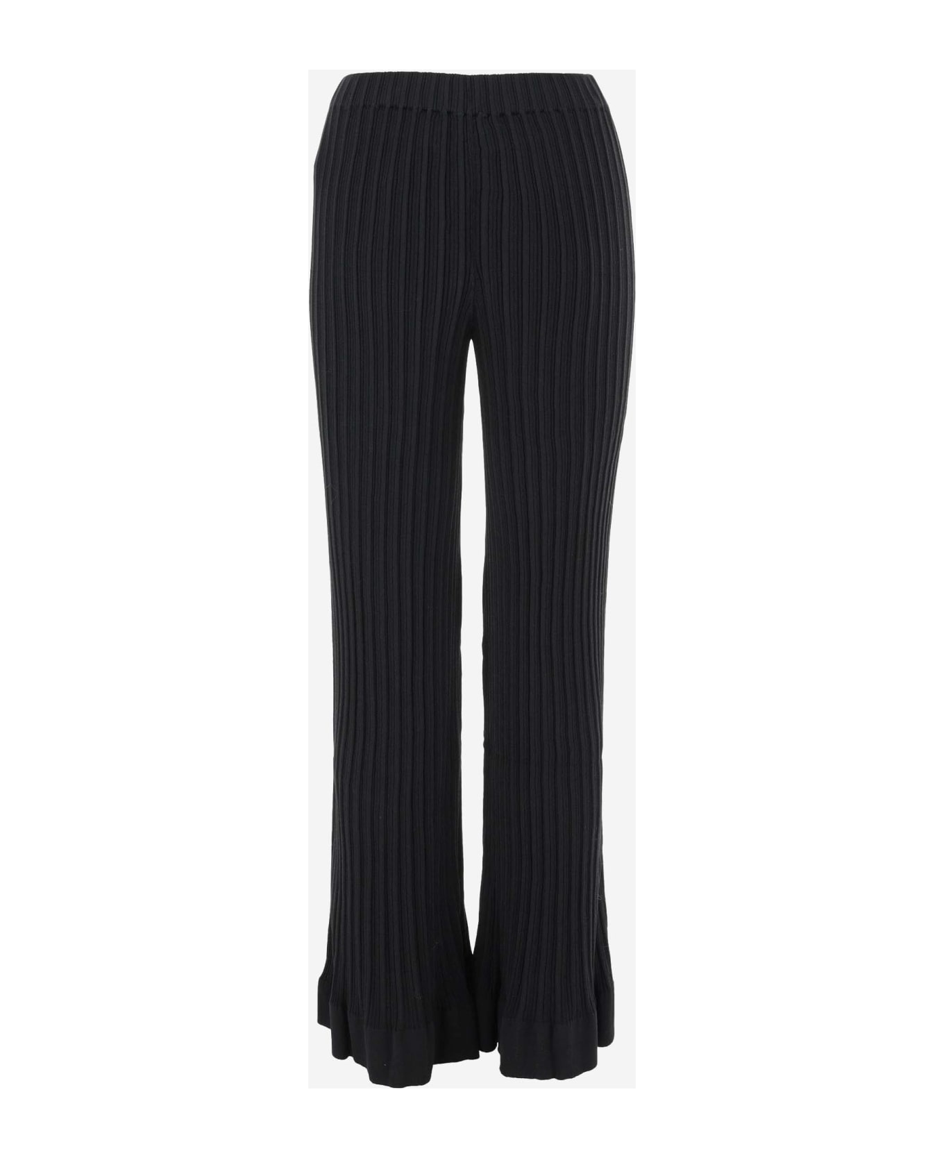 By Malene Birger Ribbed Cotton Blend Pants - Black ボトムス