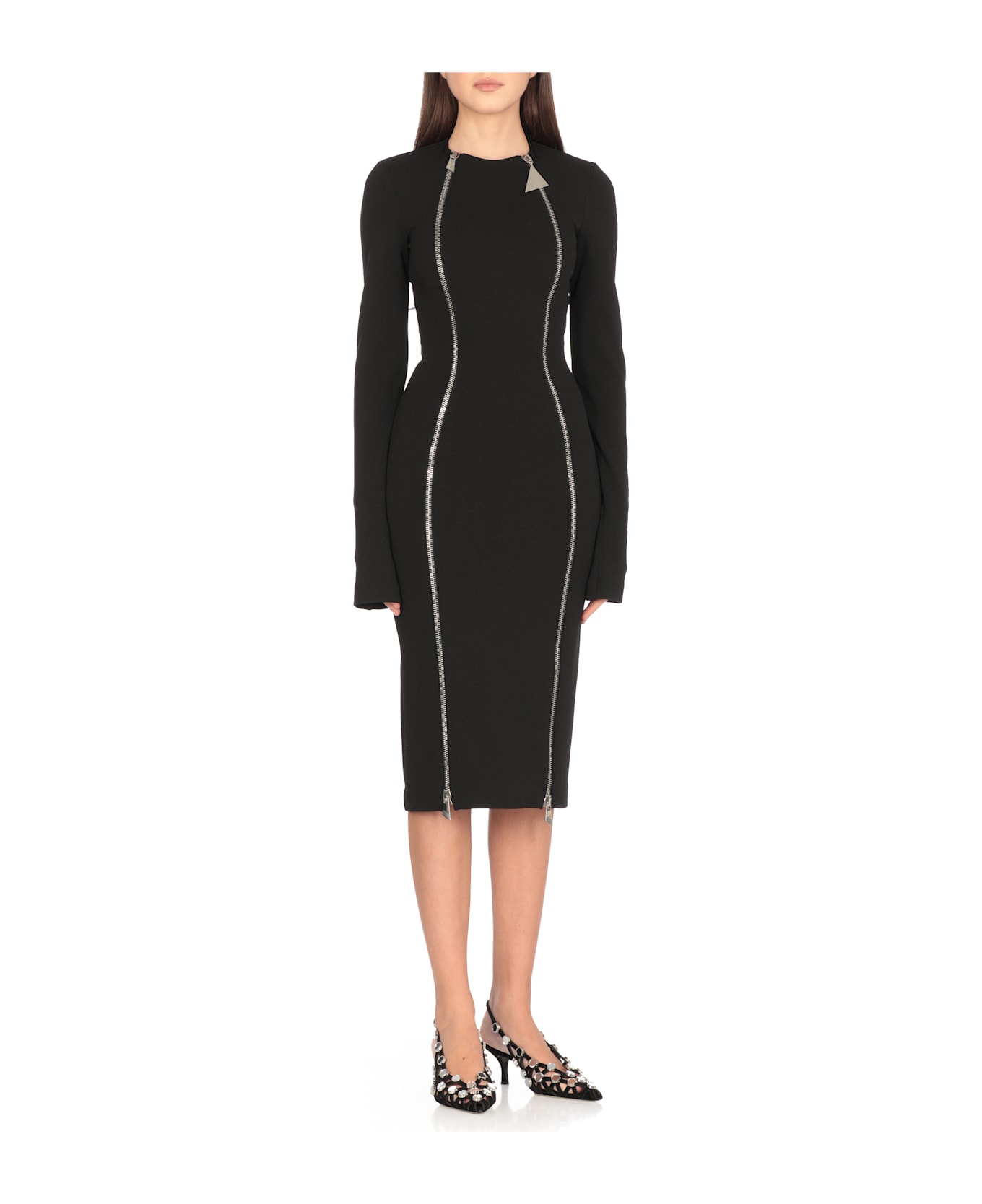 The Attico Dress With Zip - BLACK